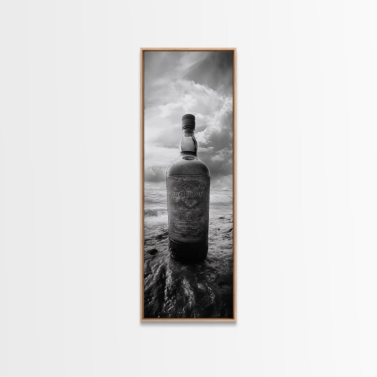Weathered Bottle Beach, Abandoned Object Art, Coastal Still Life Print, Rustic Nautical Wall Decor, Studio or Bar Area, Canvas Print