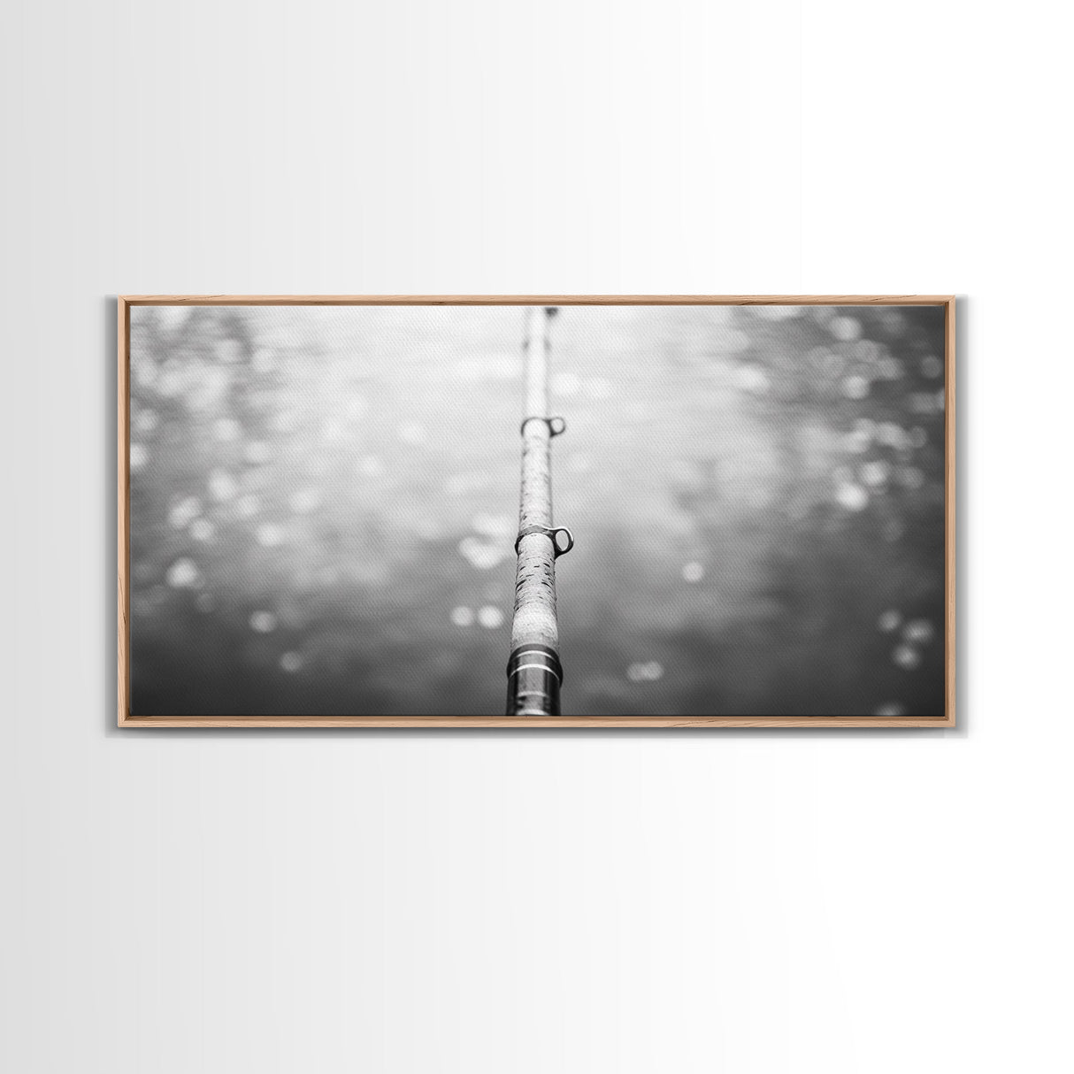 Fishing Pole, Water Focus, Tranquil Reflections, Minimalist Angler Art, Canvas Print, Cabin Wall Art, Lakehouse Decor