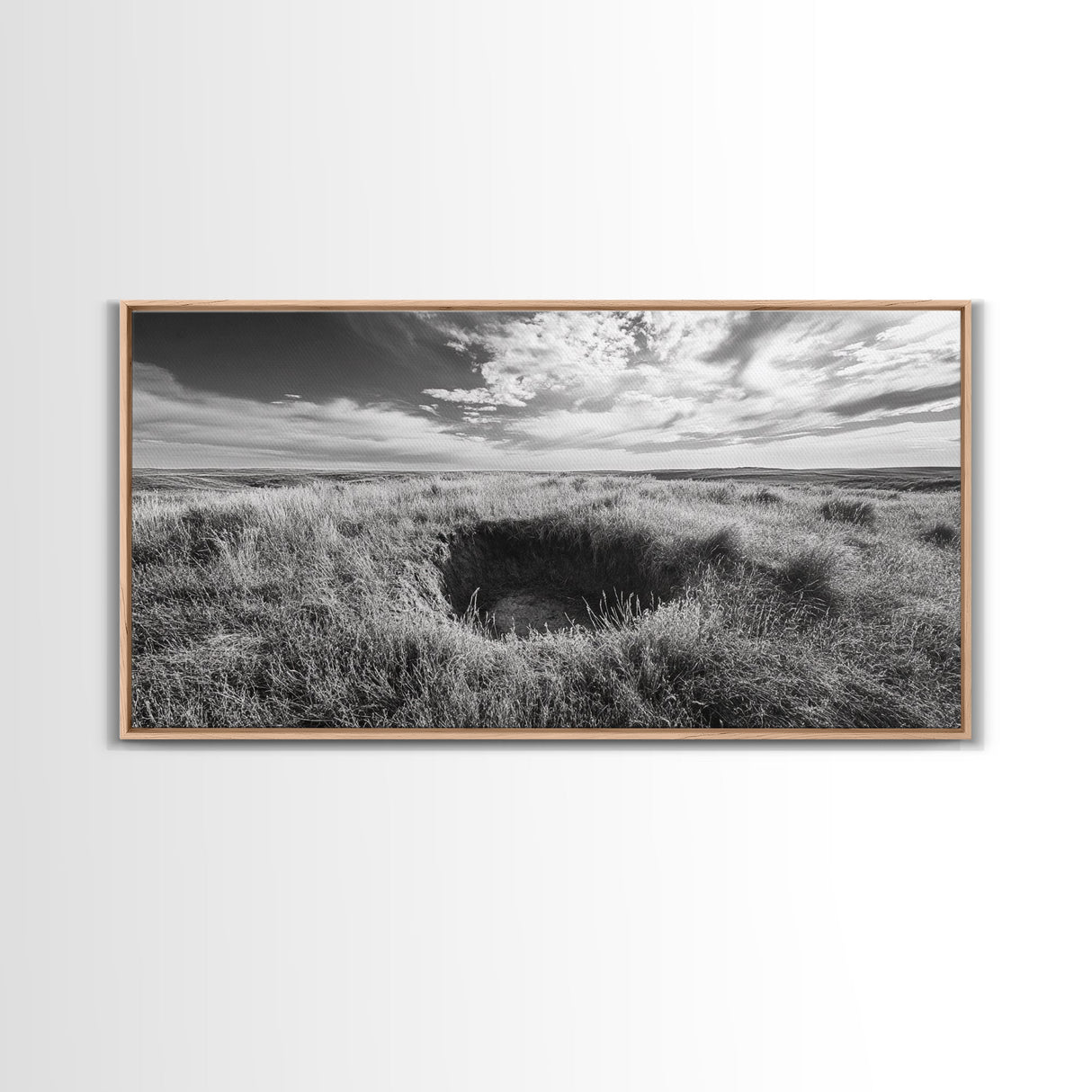 Prairie Crater Scene, Nature Landscape, Rustic Country Vibe, Farmhouse Wall Decor, Canvas Print, Entryway Accent, Autumn Earth Tones