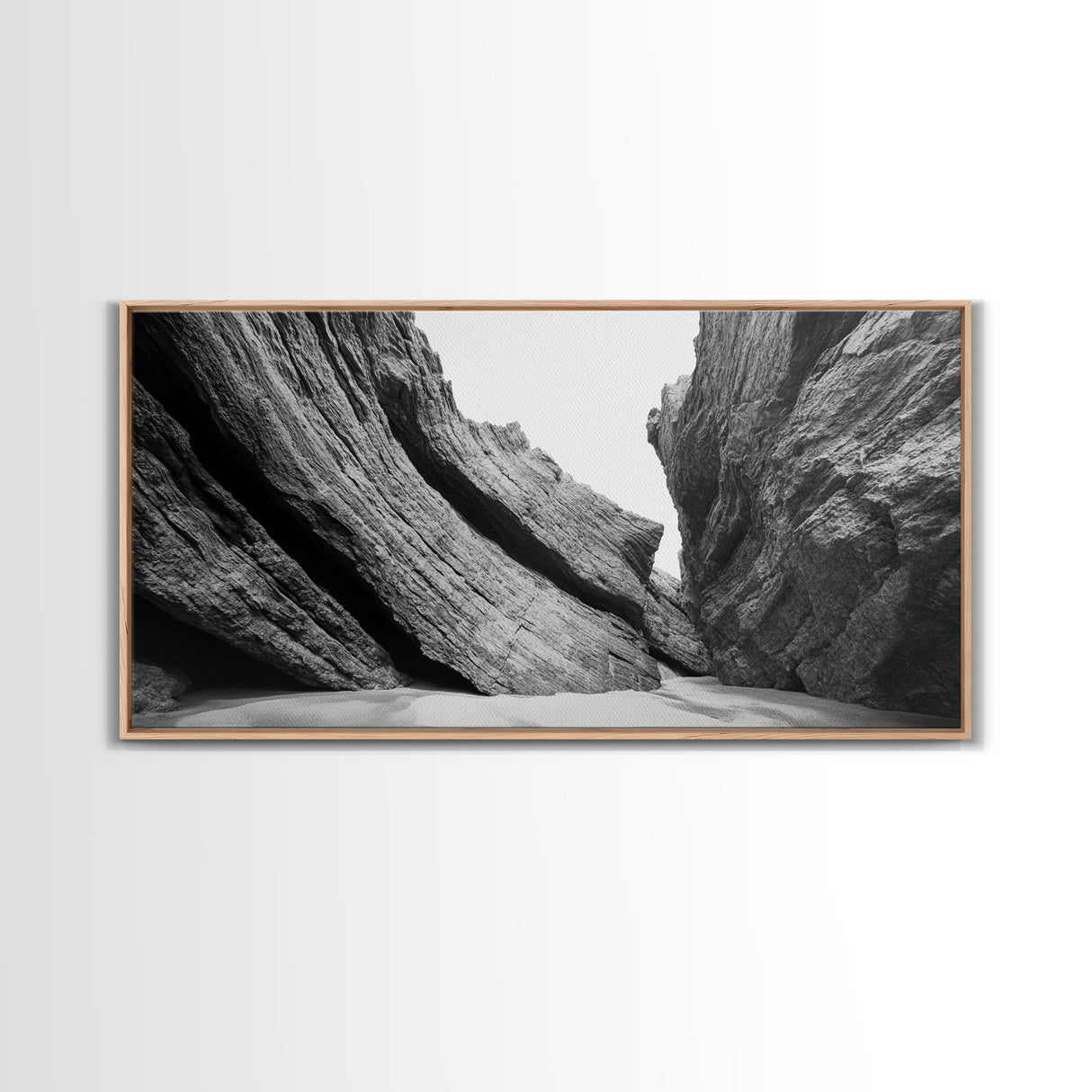Canyon Rocks, Desert Wall, Natural Texture, Modern Rustic Decor, Framed Canvas Print, Bathroom Wall Art, Monochrome Earth Tones