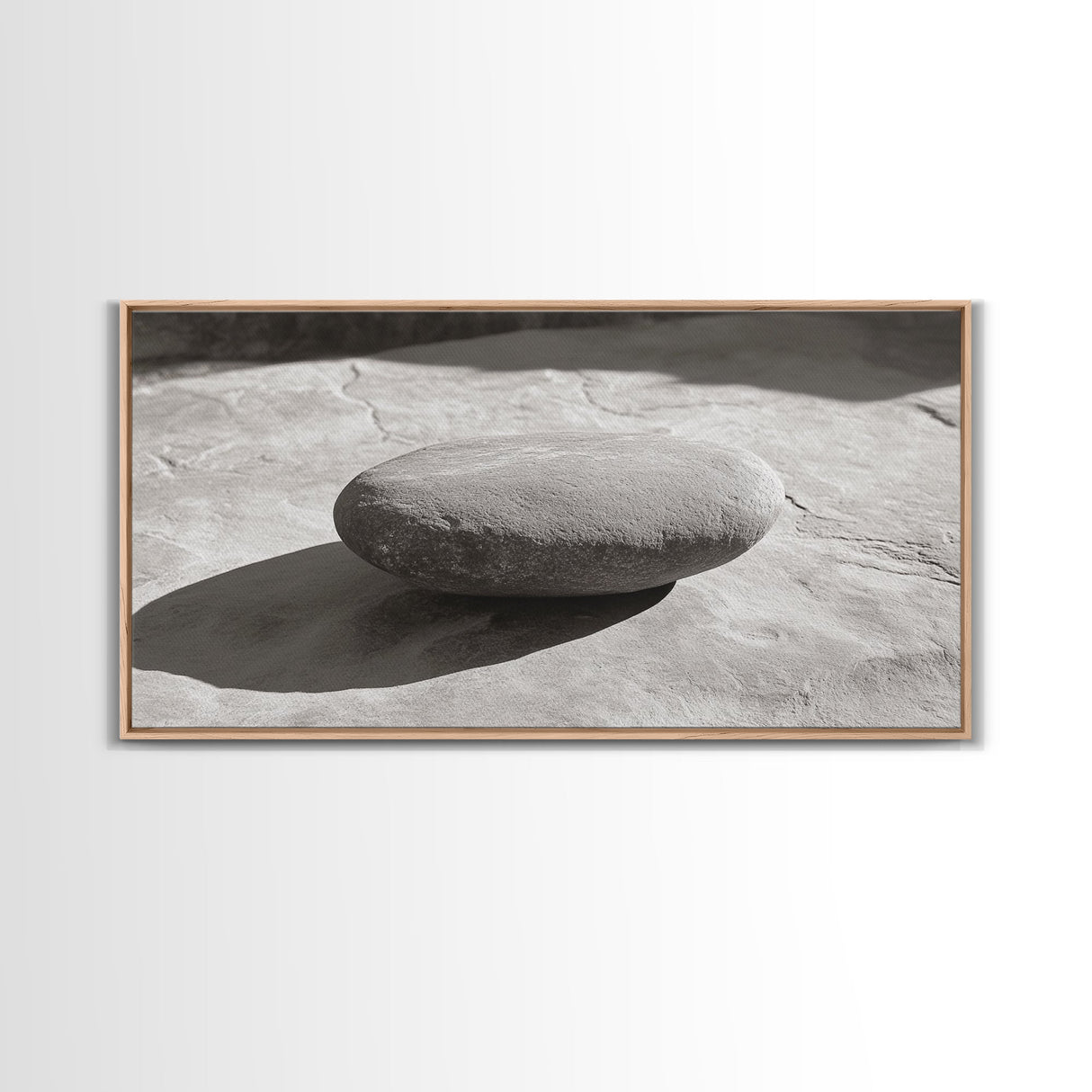 Zen Stone Focus, Natural Simplicity, Black and White Minimalist, Canvas Print, Spa Wall Art, Serene Bathroom Decor, Peaceful Aesthetic