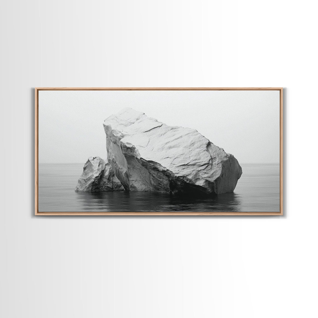 Iceberg Art, Arctic Calm, Winter Minimalism, Ocean Glacier Scene, Framed Canvas Print, Modern Wall Art, Minimalist Bedroom Decor