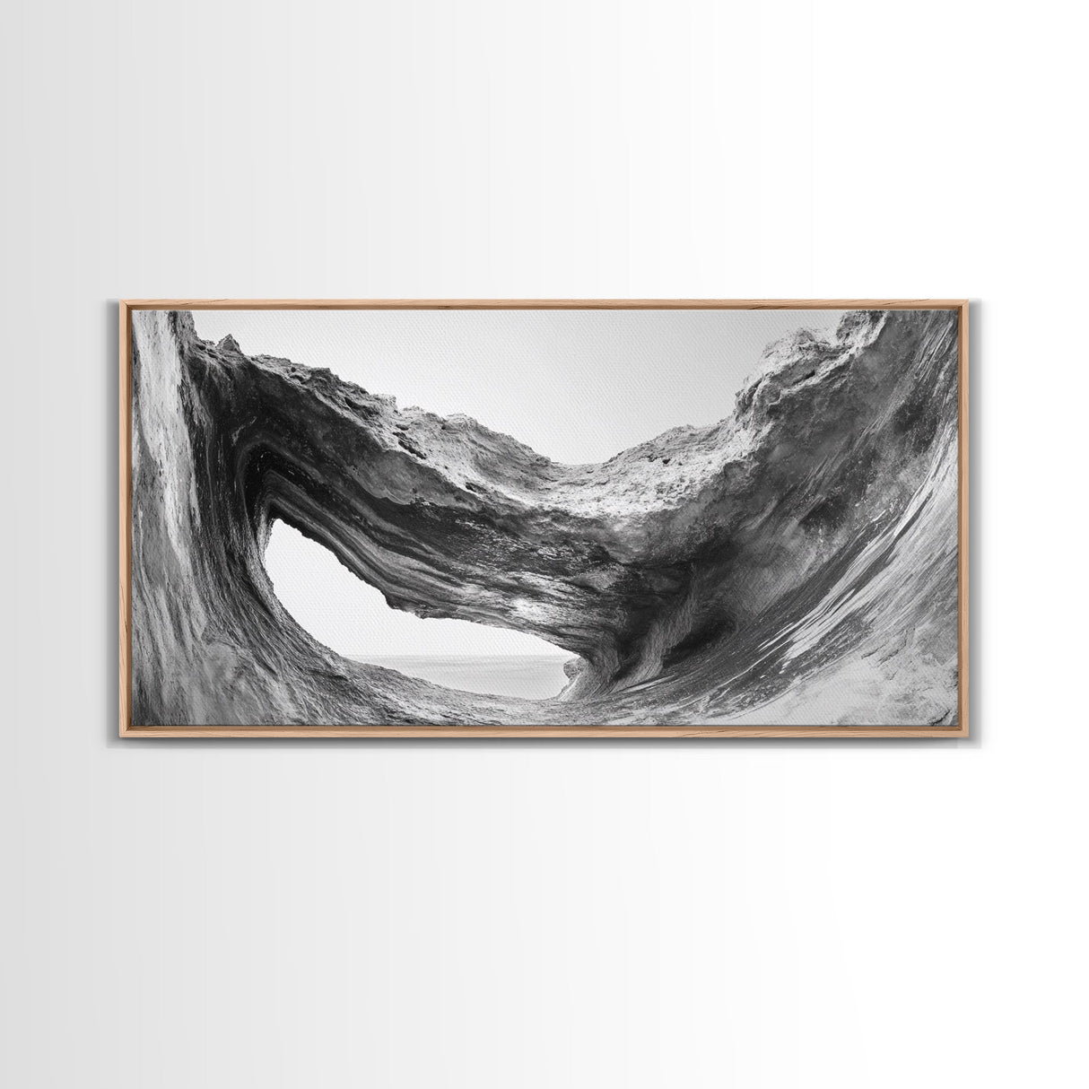 Ocean Cave, Textured Rock, Seaside Mystery, Canvas Print, Coastal Wall Art, Nature Photography, Bathroom Decor, Abstract Sea Cave
