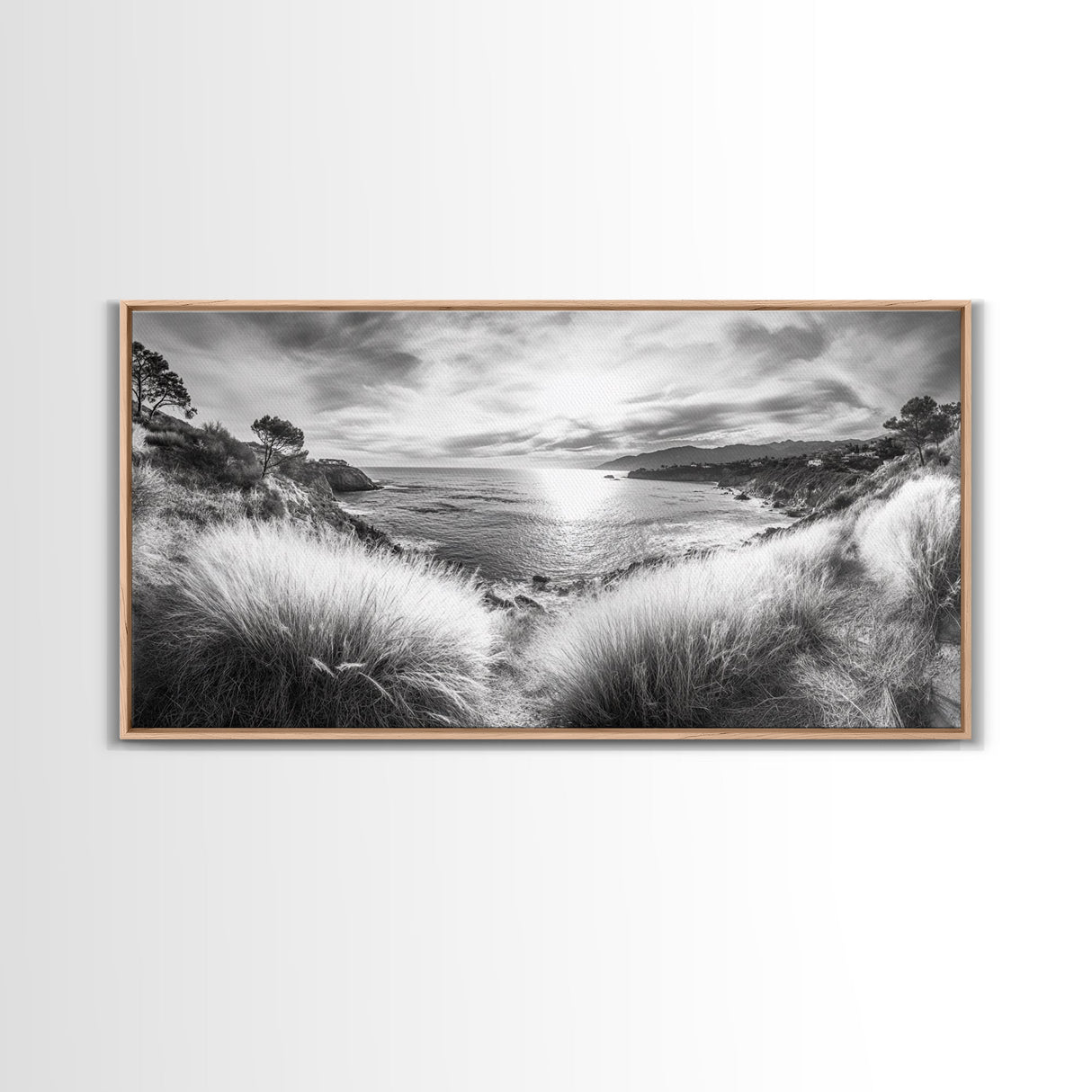 Coastal Bluff Sunset, Seaside Horizon View, Beach Landscape Scene, Serene Decor, Canvas Print, Living Room or Hallway Wall Art