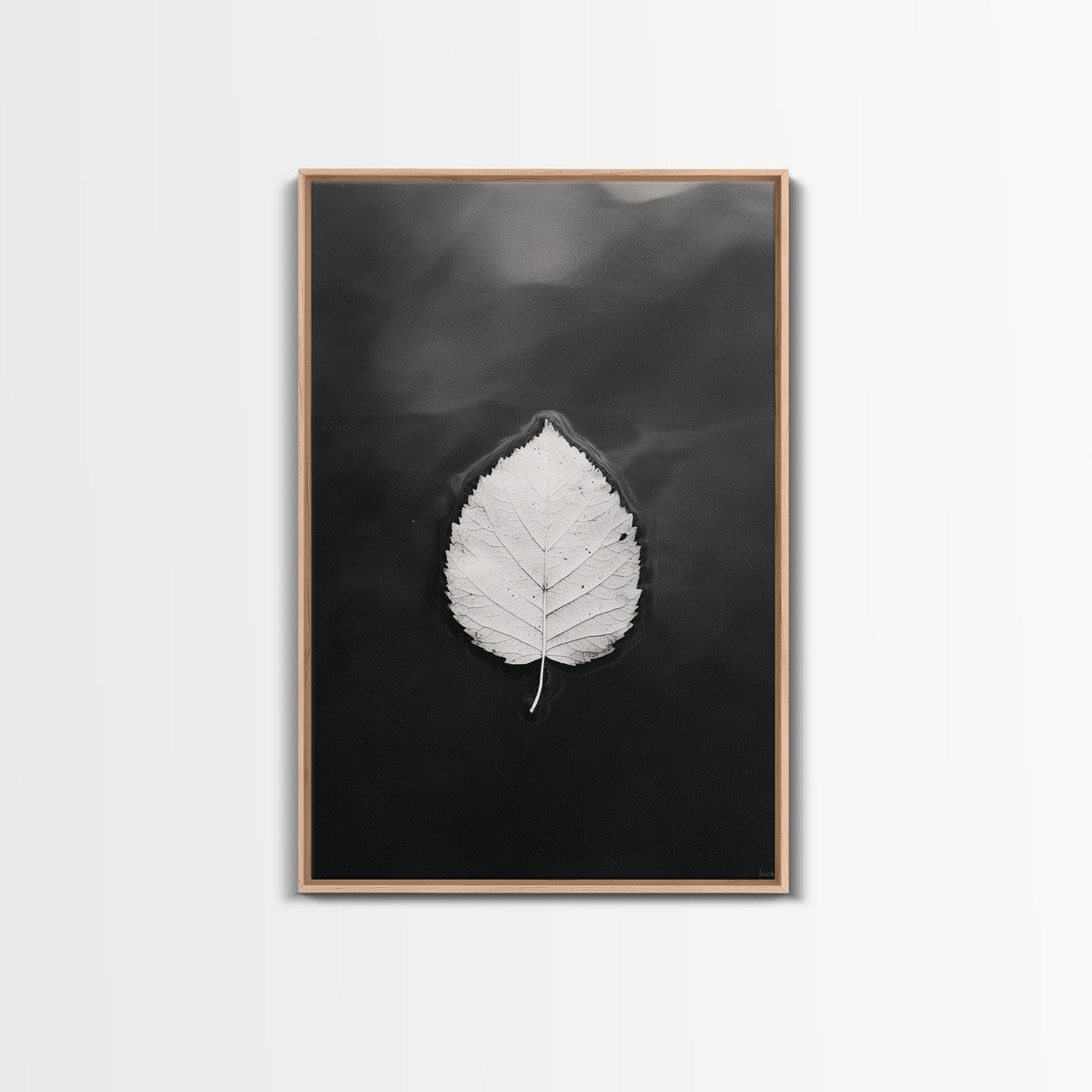 Floating Leaf, Still Water, Nature Simplicity, Autumn Calm, Canvas Print, Minimalist Wall Art, Bathroom Decor, Scandinavian Fall Style