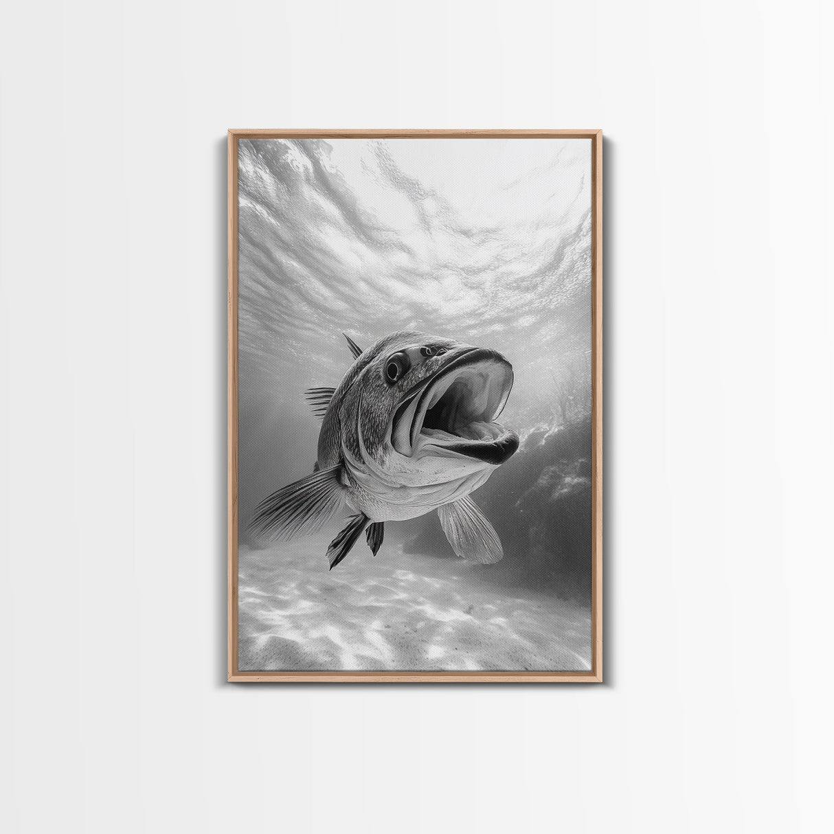 Underwater Fish, Ocean Predator, Aquatic Wildlife, Canvas Print, Bathroom Wall Art, Coastal Nautical Decor, Marine Photography
