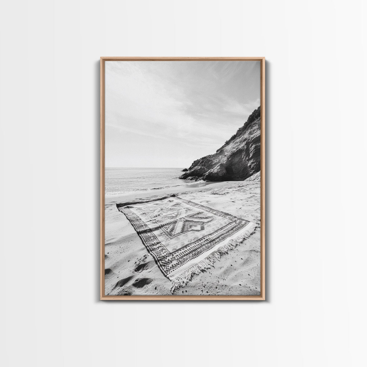 Tribal Blanket, Ocean Vibe, Coastal Pattern, Canvas Print, Beach Boho Wall Art, Neutral Home Decor, Summer Beach Bedroom