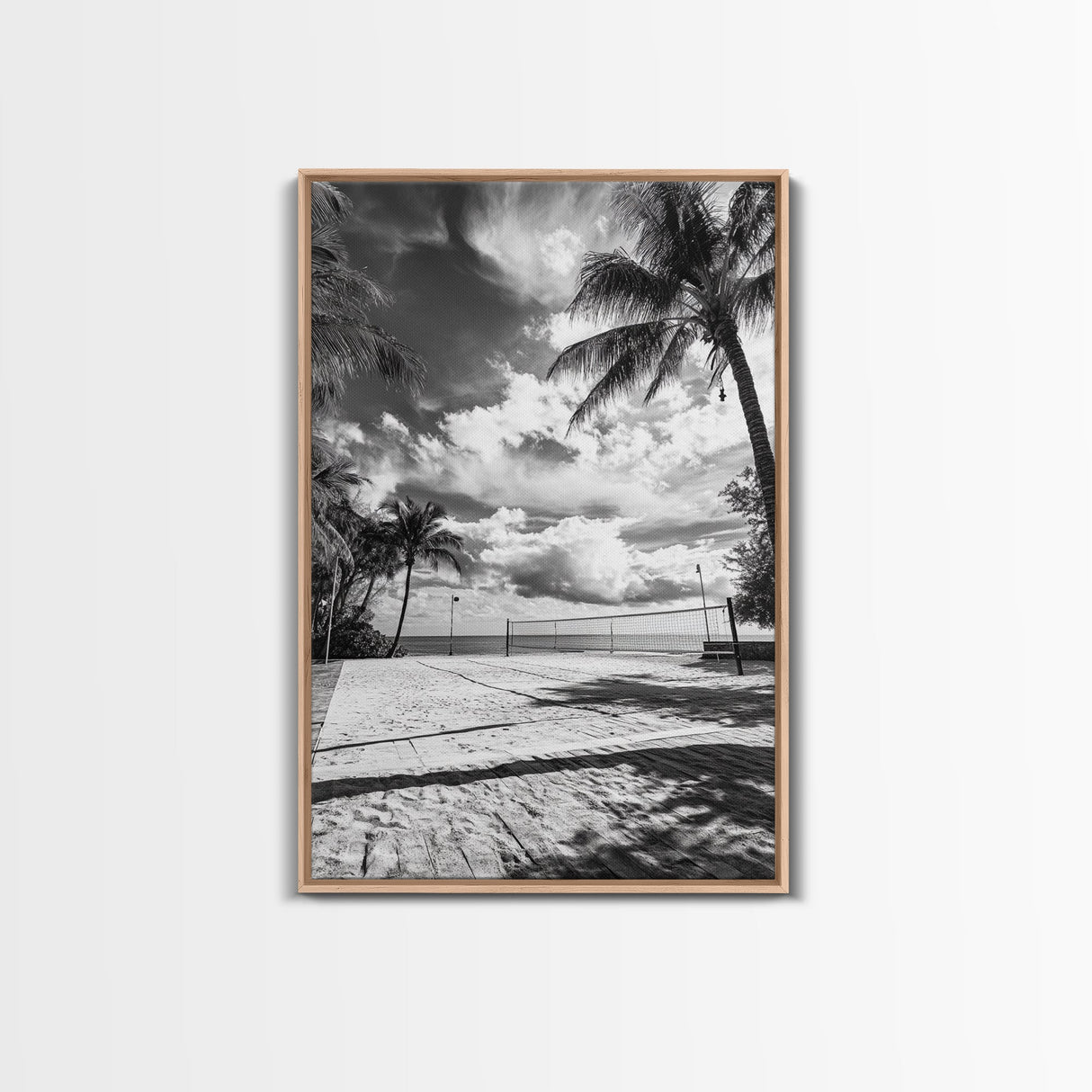 Beach Volleyball, Palm Trees, Island Sport, Canvas Print, Tropical Wall Art, Game Room Decor, Coastal Fitness Photography