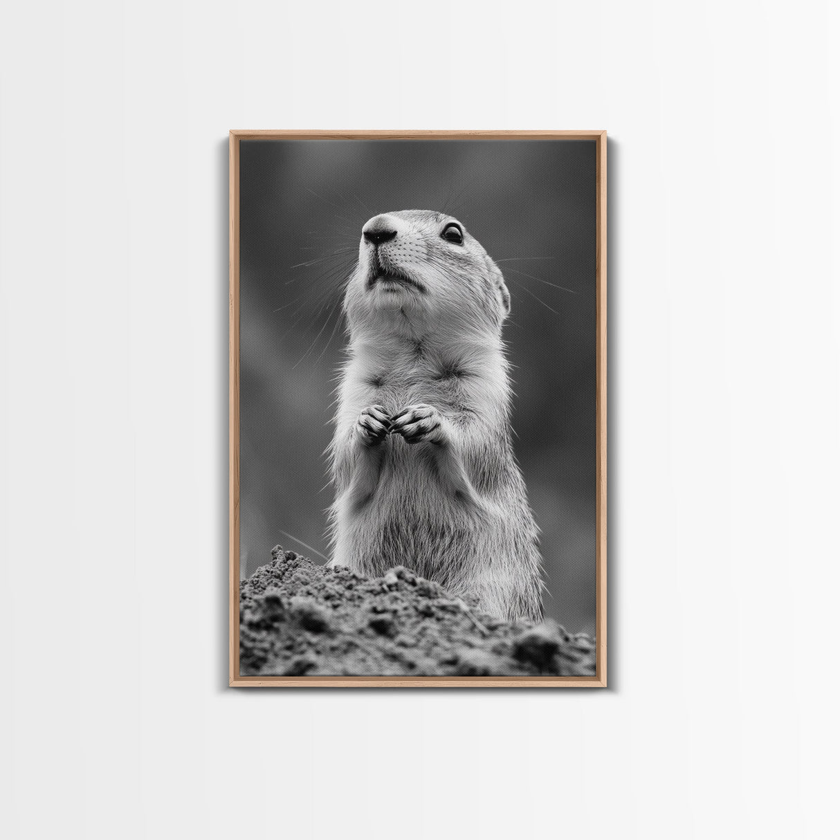 Prairie Dog, Wildlife Watch, Nature Moment, Framed Canvas Print, Whimsical Animal Wall Art, Nursery Decor, Cute Forest Creature