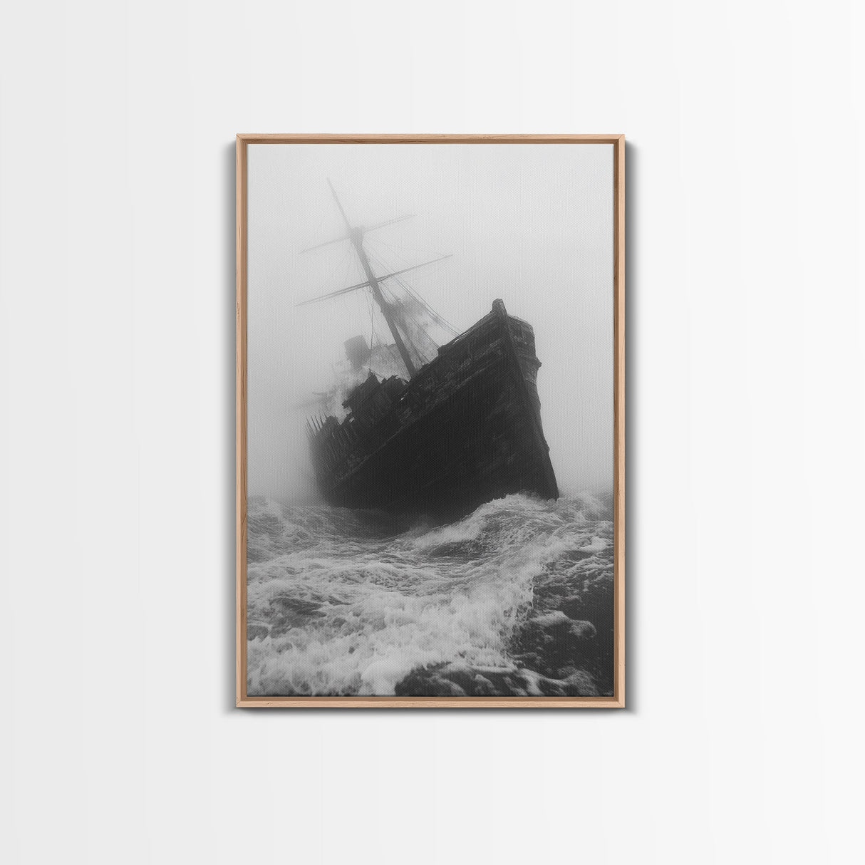 Haunted Ship, Foggy Sea, Maritime Ghost, Canvas Print, Nautical Wall Art, Pirate Ship Aesthetic, Halloween or Fall Home Decor