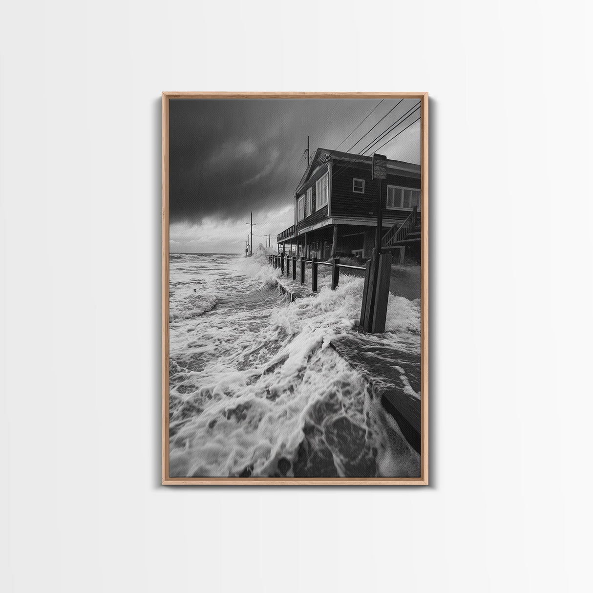 Stormy Coastline, Ocean Waves, Seaside House, Canvas Print, Coastal Wall Art, Beach House Decor, Nautical Photography, Moody Art