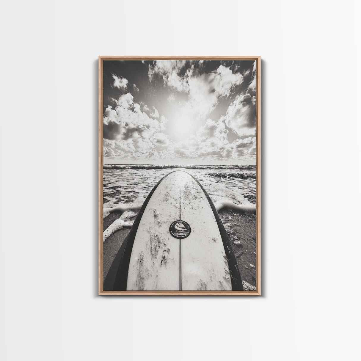Surfboard Horizon, Ocean Waves, Beach Photography, Summer Vibes, Canvas Print, Teen Room Wall Art, Coastal Decor, Modern Surf Art