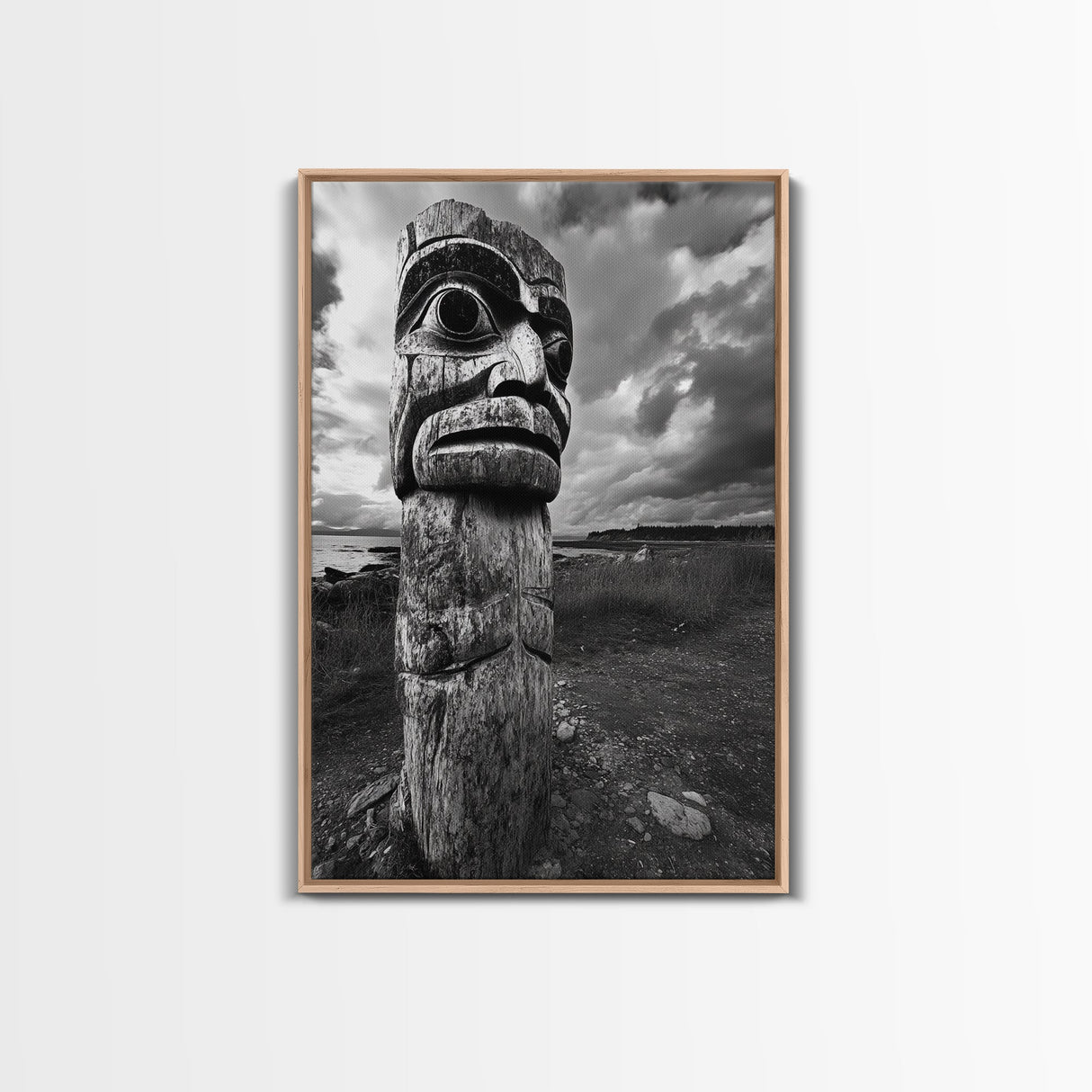 Tribal Totem, Ancient Spirit, Cultural Power, Canvas Print, Rustic Wall Art, Boho Living Room Decor, Ethnic History Accent