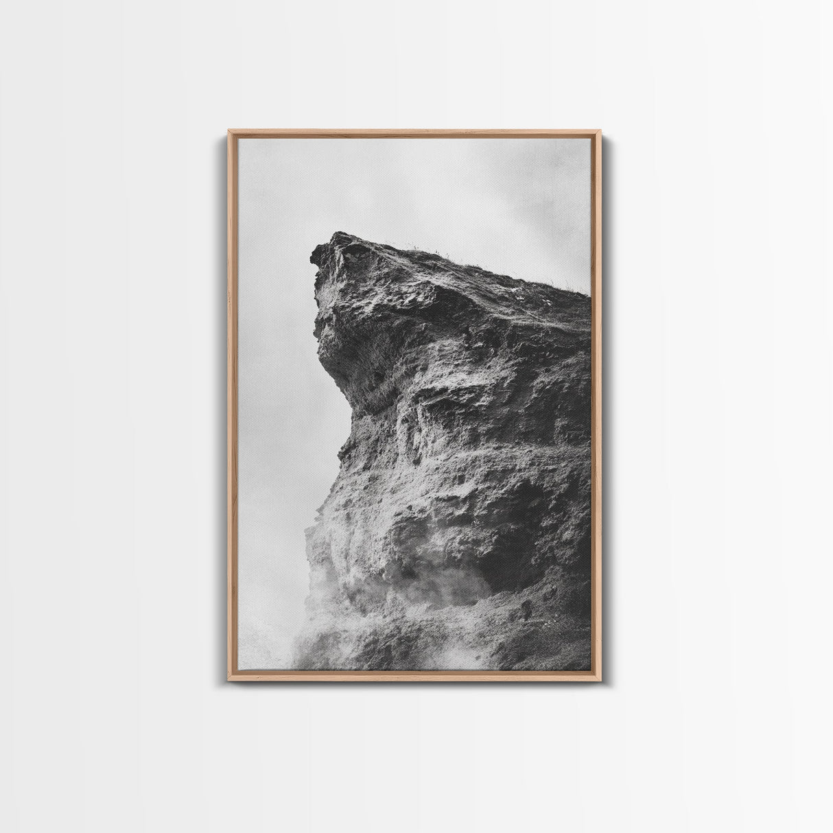 Stone Cliff Form, Abstract Rock Shape, Moody Earth Scene, Nature Texture, Framed Canvas Print, Office Wall Art, Minimalist Mountain Decor