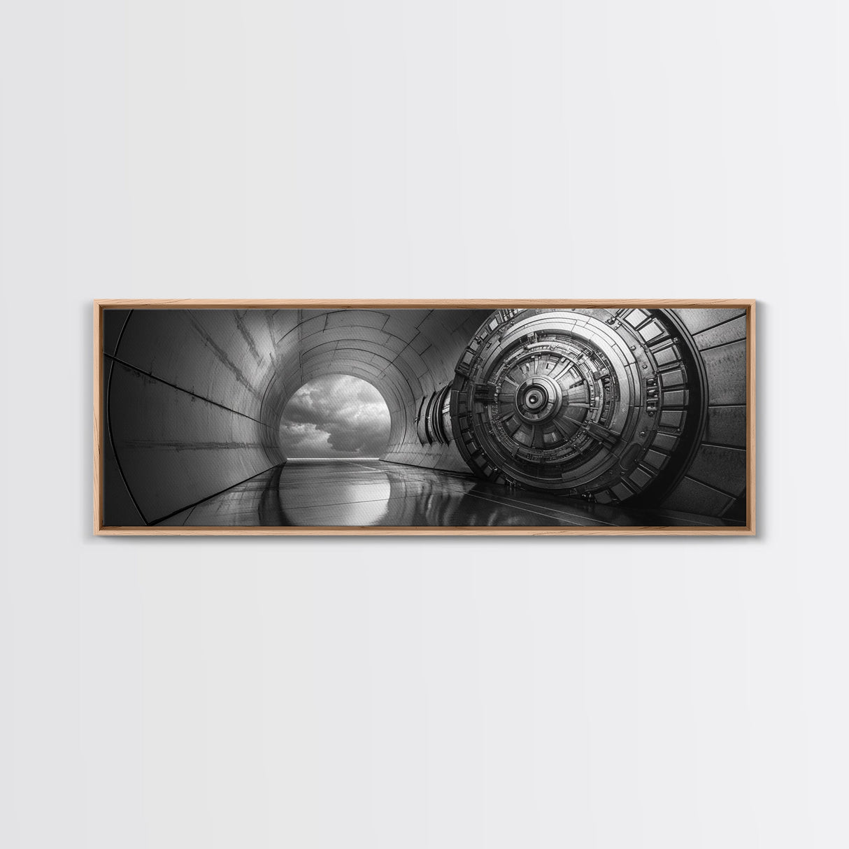 Vault Door, Sci-Fi Tunnel, Futuristic Entrance, Secure Chamber, Framed Canvas Print, Office Decor, Industrial Wall Art, Modern Cyberpunk Style