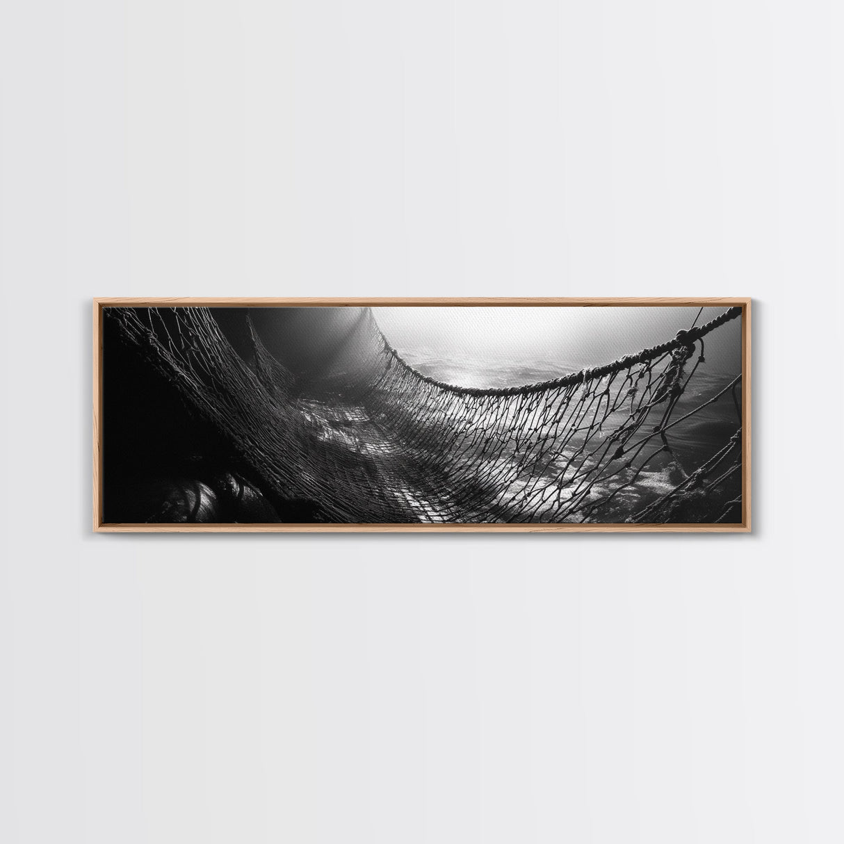Deep Sea Net, Ocean Mood, Fisherman Style, Framed Canvas Print, Nautical Wall Art, Maritime Decor, Coastal Office Wall Art, Dark Ocean Print