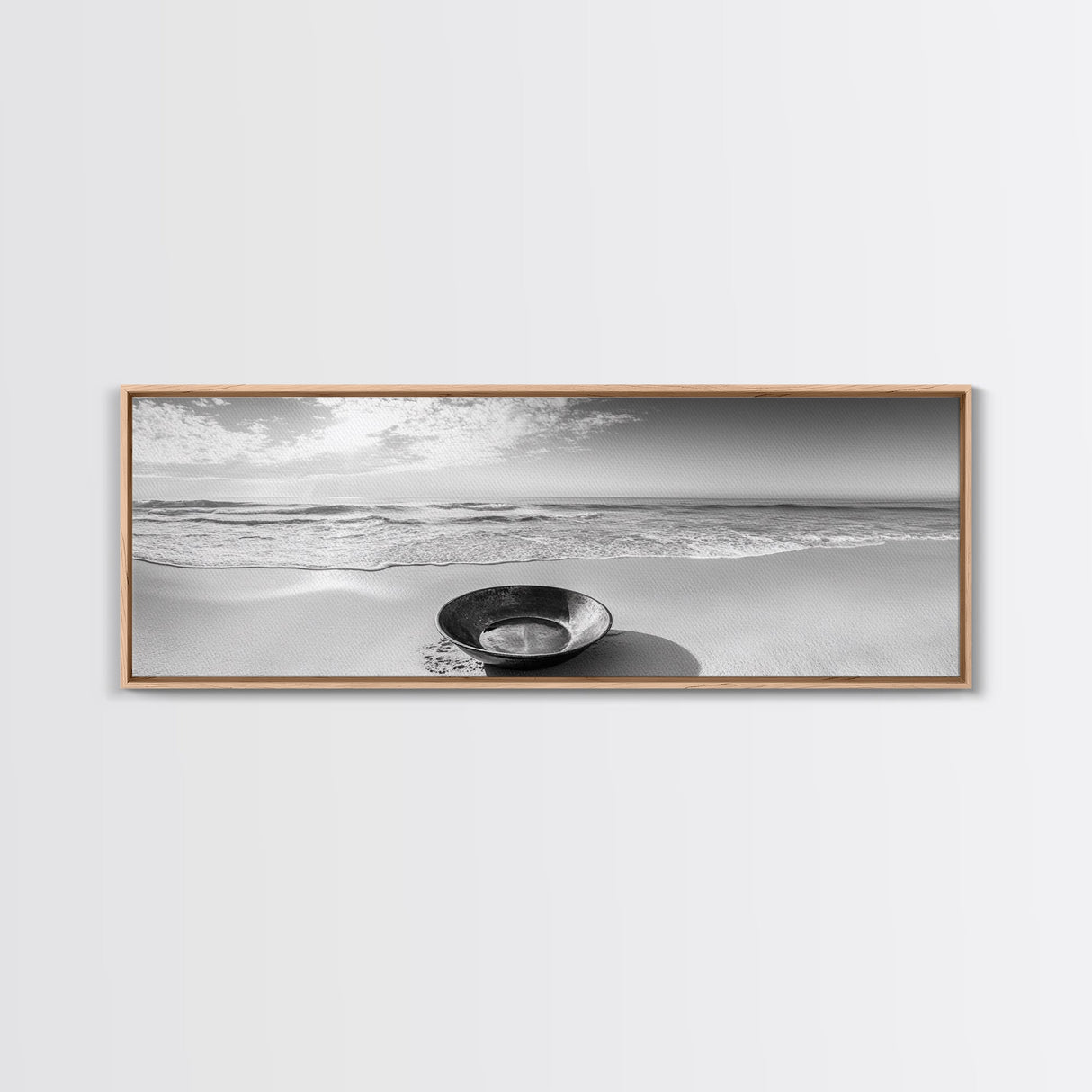 Ocean Bowl, Minimalist Beach, Solitude Shoreline, Canvas Print, Coastal Decor, Neutral Tones, Living Room Art, Bathroom Wall Art