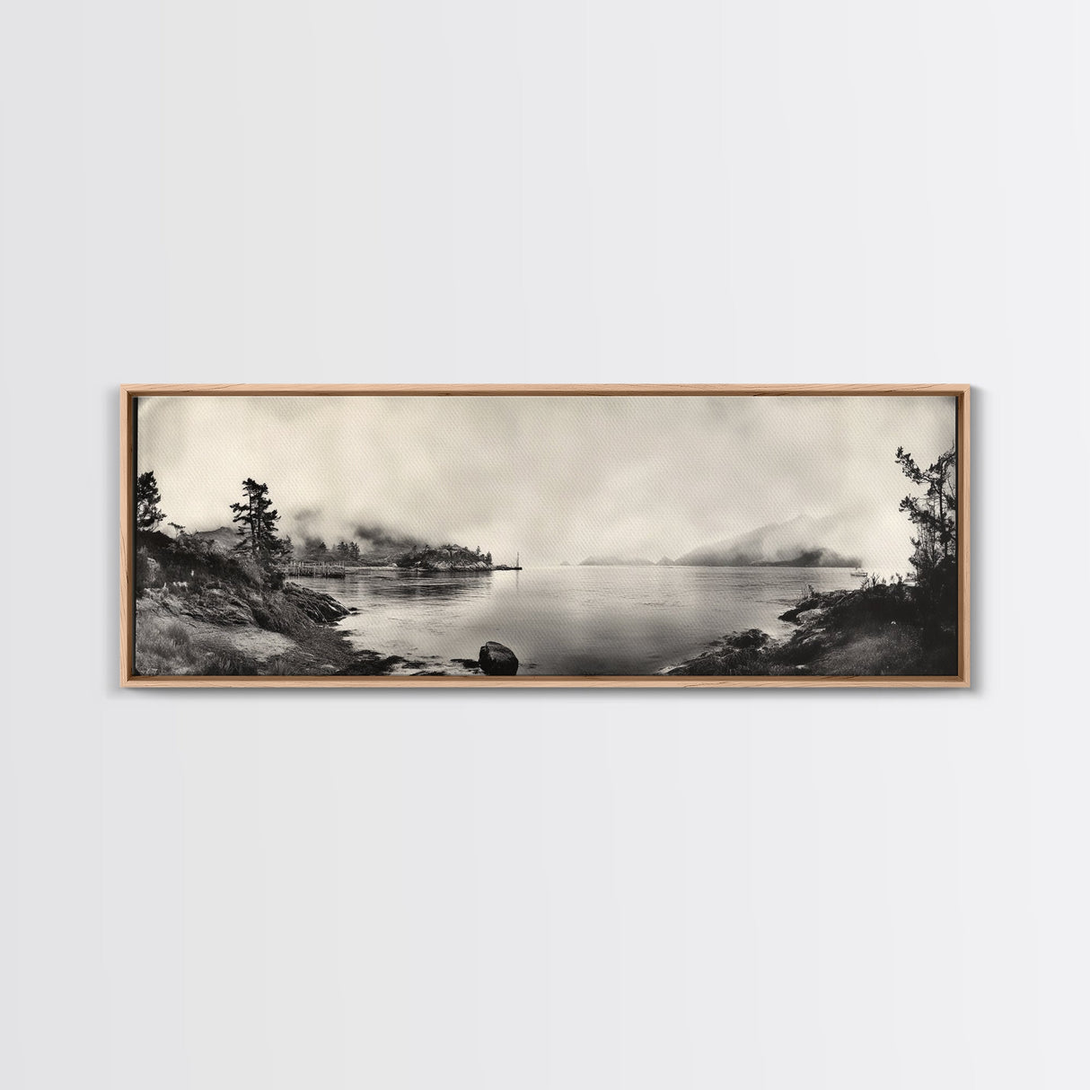 Foggy Coast, Misty Trees, Silent Bay, Canvas Print, Moody Landscape Photography, Bedroom Wall Art, Nature Inspired Decor