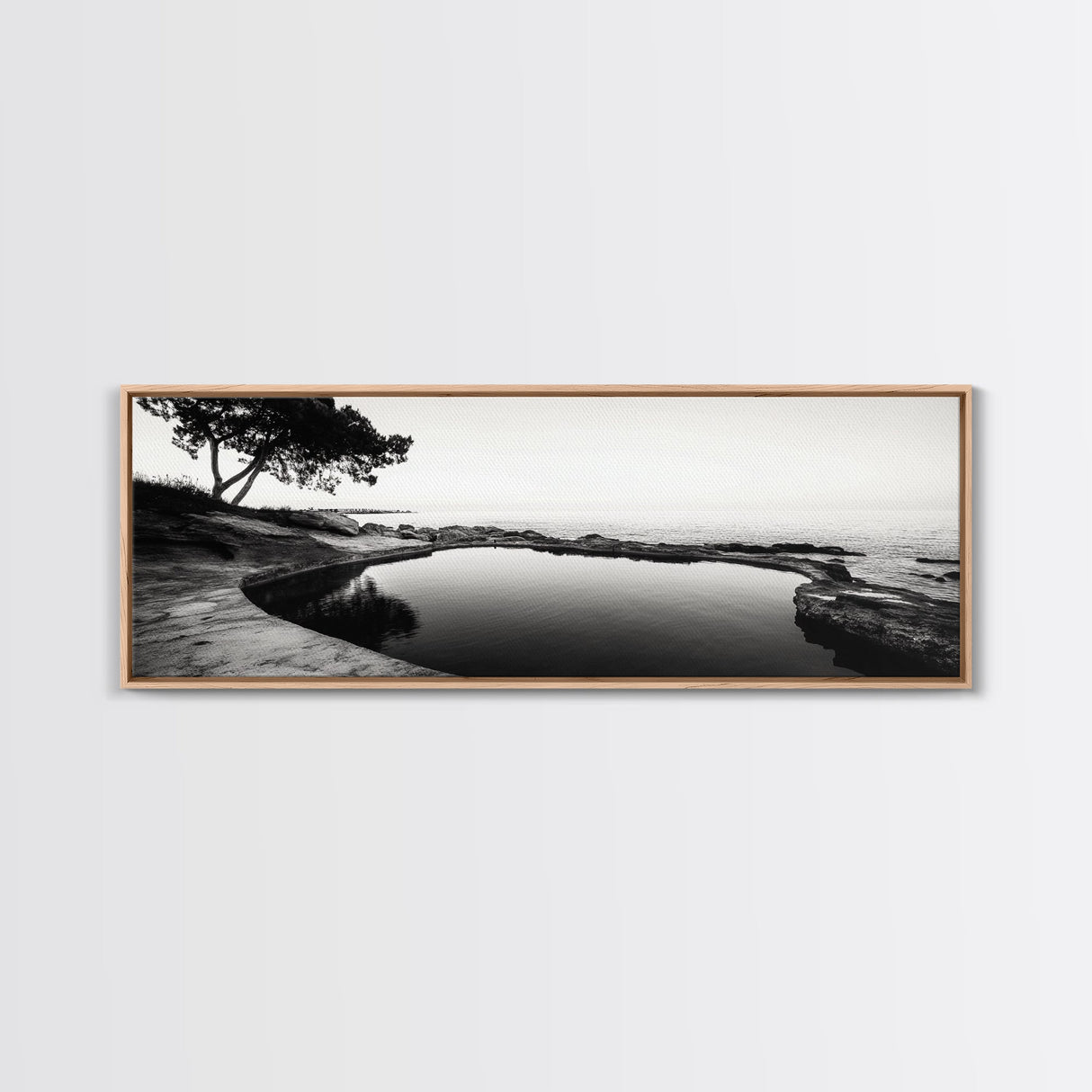Seaside Pool, Nature Reflections, Calm Coastline, Canvas Print, minimalist zen wall art, spa bathroom decor, peaceful landscape photography