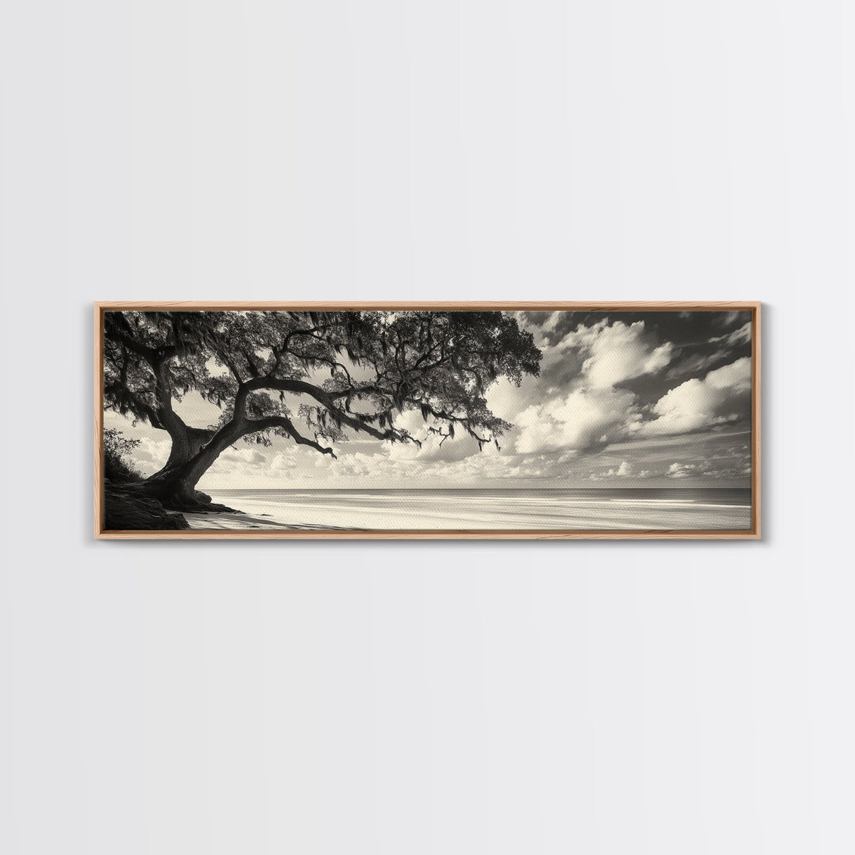 Southern Oak, Coastal Tree, Beachfront Tranquility, Serene Landscape, Canvas Print, Neutral Living Room Art, Boho Nature Decor, Beach Wall Art