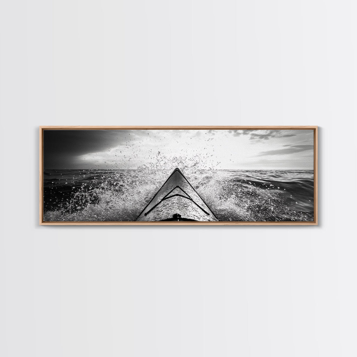 Ocean Kayak Splash, Adventure Wall Art, Ocean Motion, Black And White Canvas Print, Modern Decor, Nautical Style, Sports Lover Gift