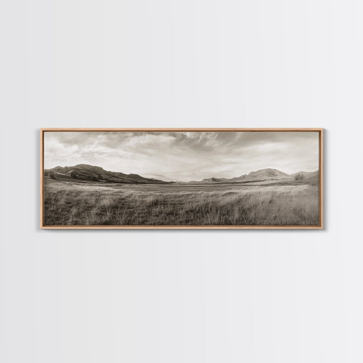 Golden Prairie, Mountain Horizon, Rustic Calm, Canvas Print, Fall Wall Art, Country Living Room Decor, Neutral Tones Photography
