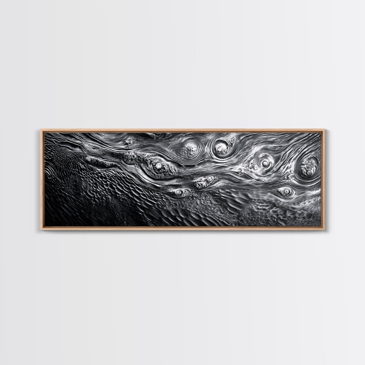 Liquid Texture Waves, Abstract Water Photography, Monochrome Art, Framed Canvas Print, Modern Living Room Wall Art, Nature-Inspired Decor
