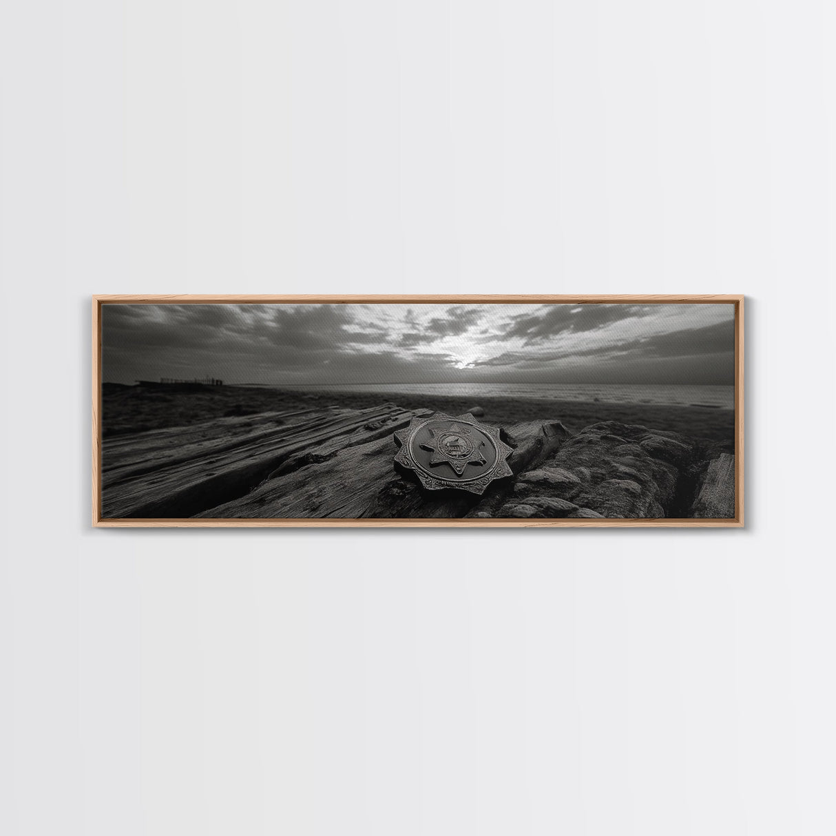 Lone Badge Sunset, Western Coastal Scene, Canvas Print, Rustic Wall Decor, Moody Landscape Art, Fall Living Room Wall Art