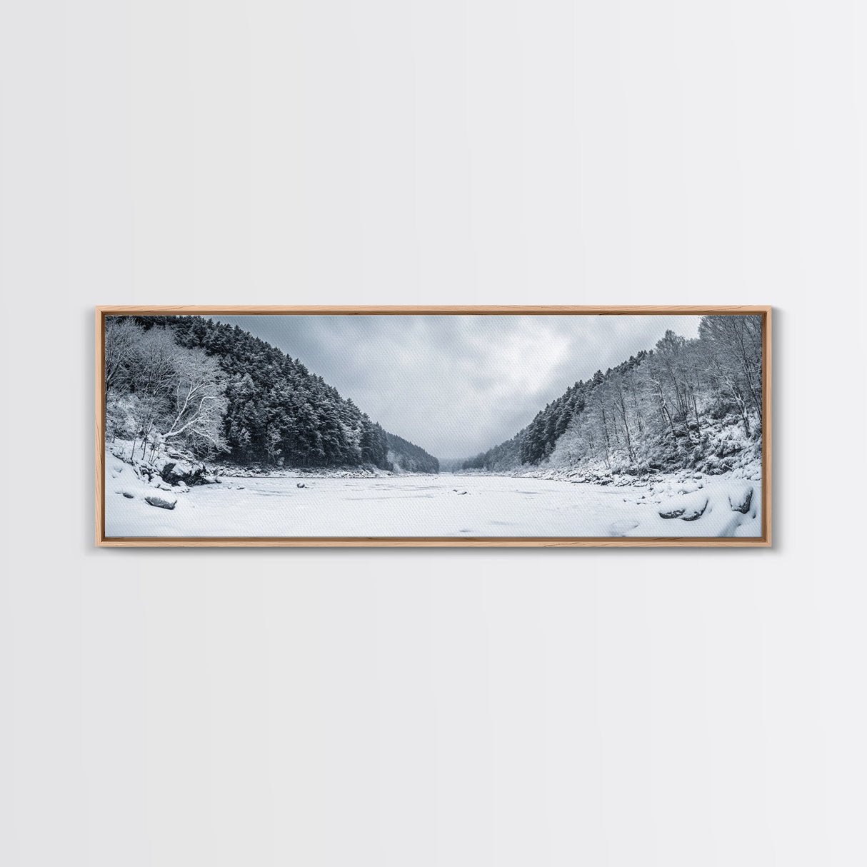 Snowy Pines, Winter Forest, Cold Wilderness, Framed Canvas Print, Christmas wall art, lodge decor, mountain retreat art, woodland art