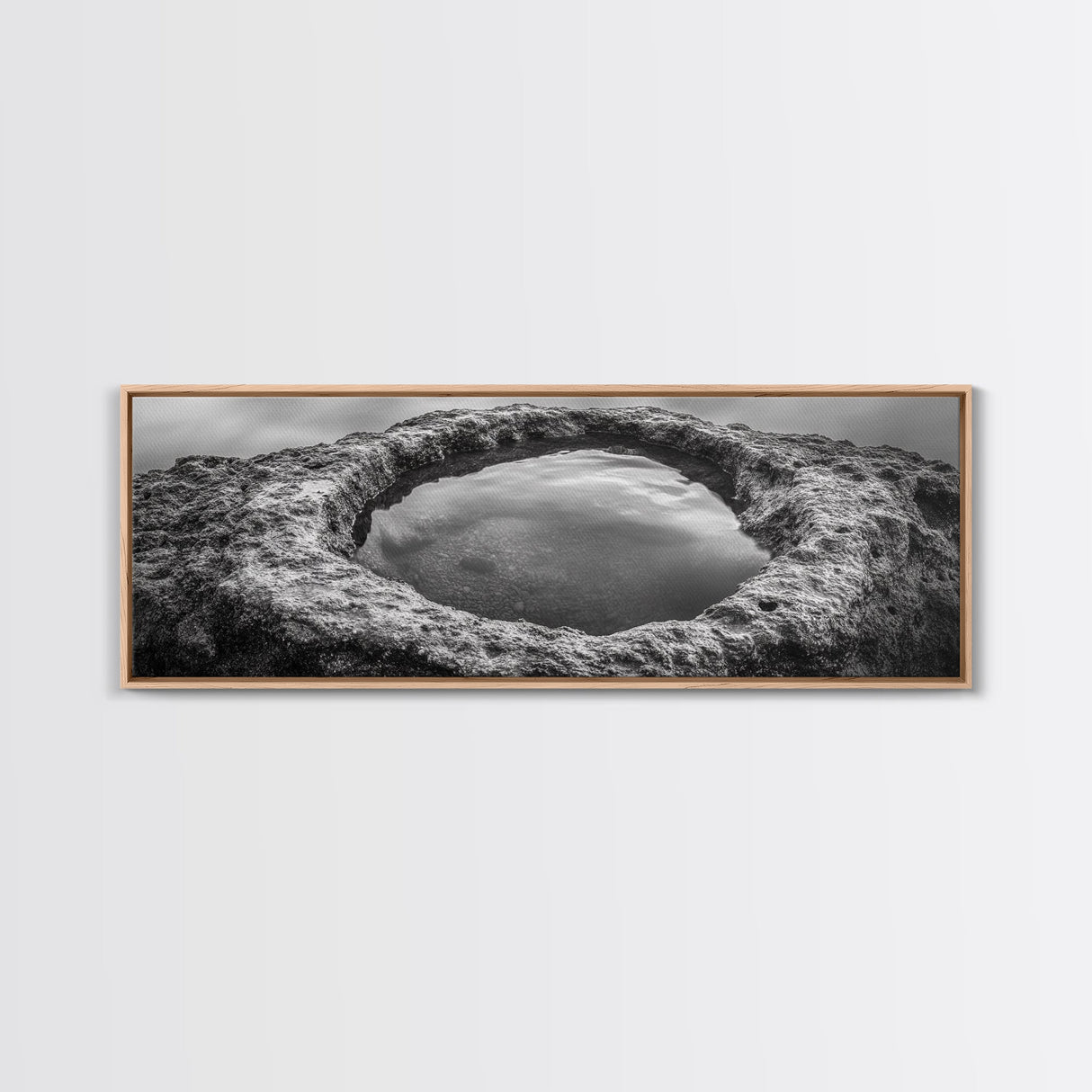 Tidal Pool Rock, Ocean Reflection, Earth Texture, Canvas Print, Zen Bathroom Wall Art, Natural Element Decor, Minimalist Photography
