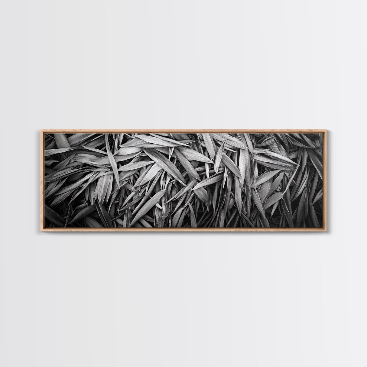 Textured Leaves, Monochrome Nature, Abstract Pattern, Botanical Wall Art, Framed Canvas Print, Modern Bedroom Art, Minimalist Decor