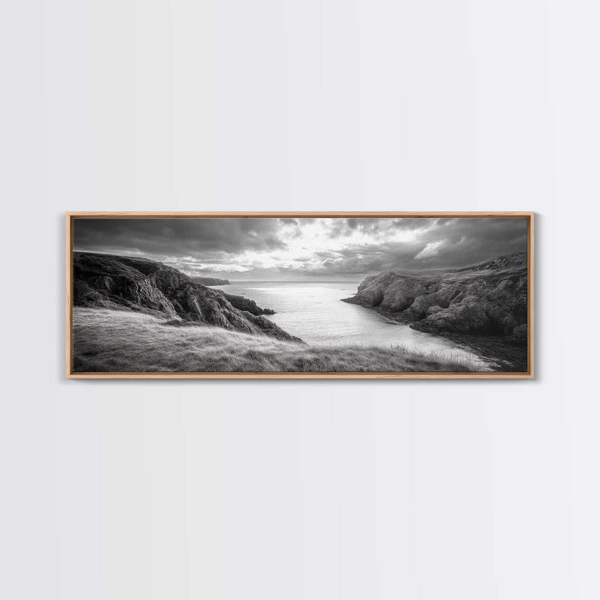 Ocean View, Coastal Cliffs, Dramatic Horizon, Sunset Glow, Canvas Print, Fall Living Room Wall Art, Landscape Nature Photography