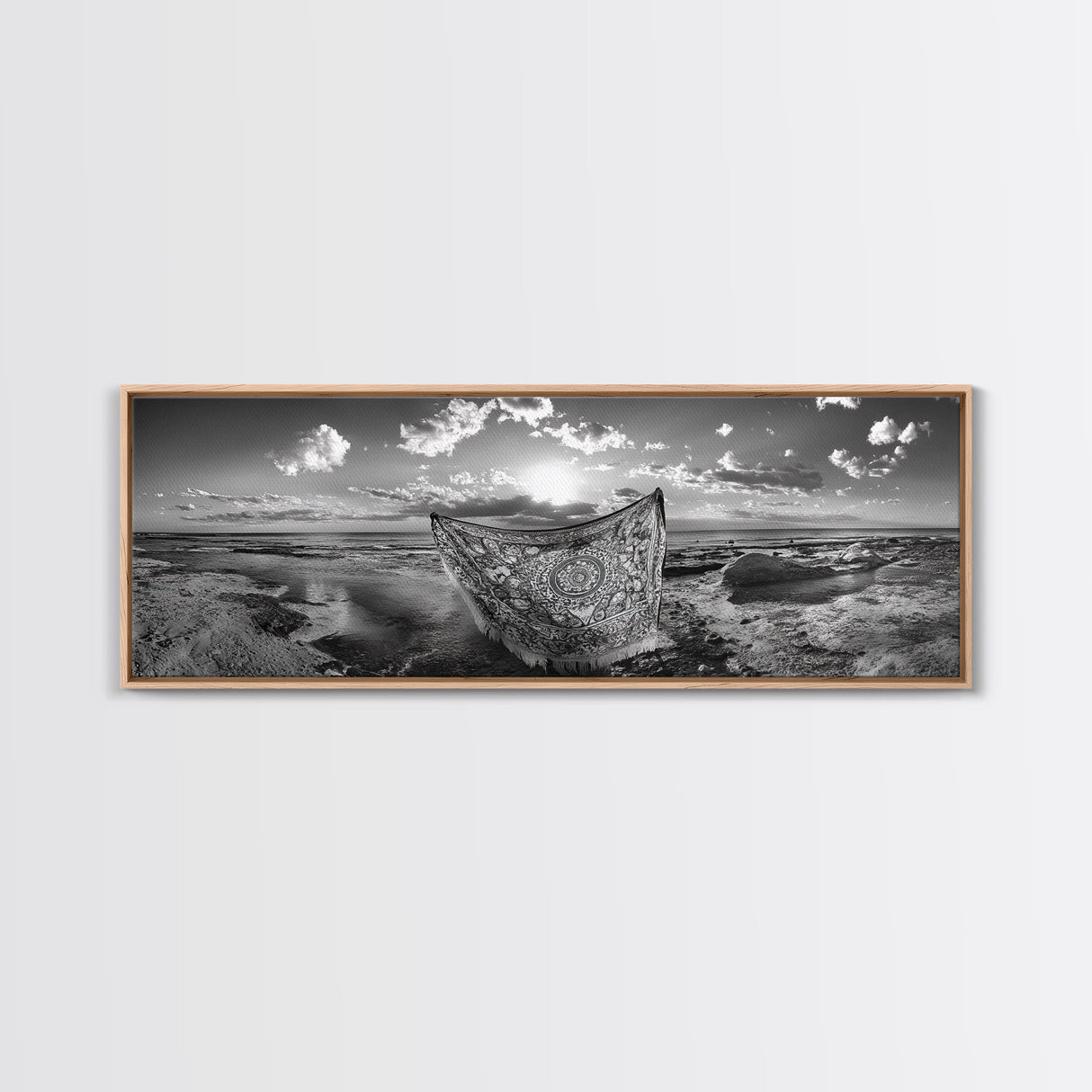Sunset Sea, Magic Carpet, Ocean Ritual, Ethereal Coastal, Framed Canvas Print, Boho Wall Art, Living Room Decor, Surreal Beach Photography