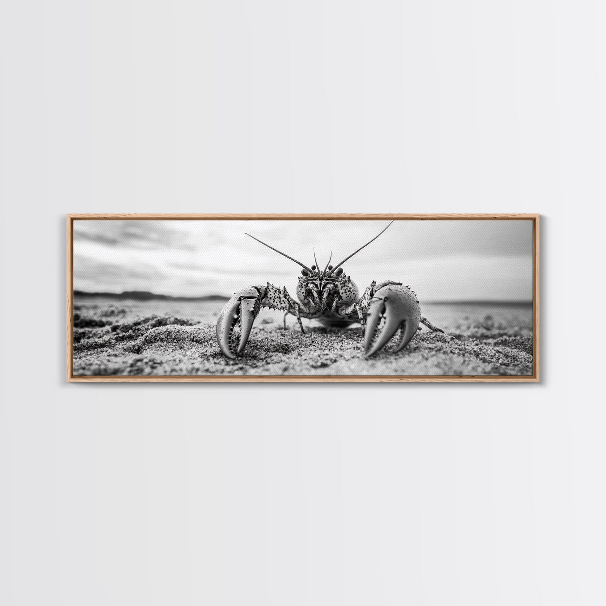 Lobster Closeup, Coastal Wildlife, Sandy Beach, Canvas Print, Bold Marine Life Art, Bathroom Wall Decor, Nautical Themed Accent