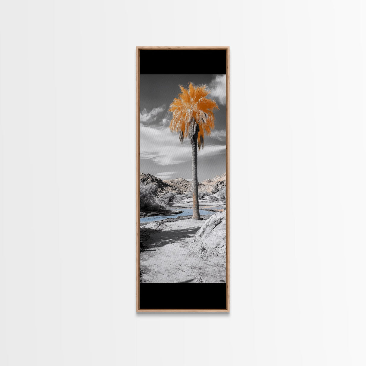 Orange Palm, Desert Oasis, Tropical Escape, Surreal Nature Scene, Framed Canvas Print, Boho Bathroom Wall Art, Desert Decor, Bedroom Decor