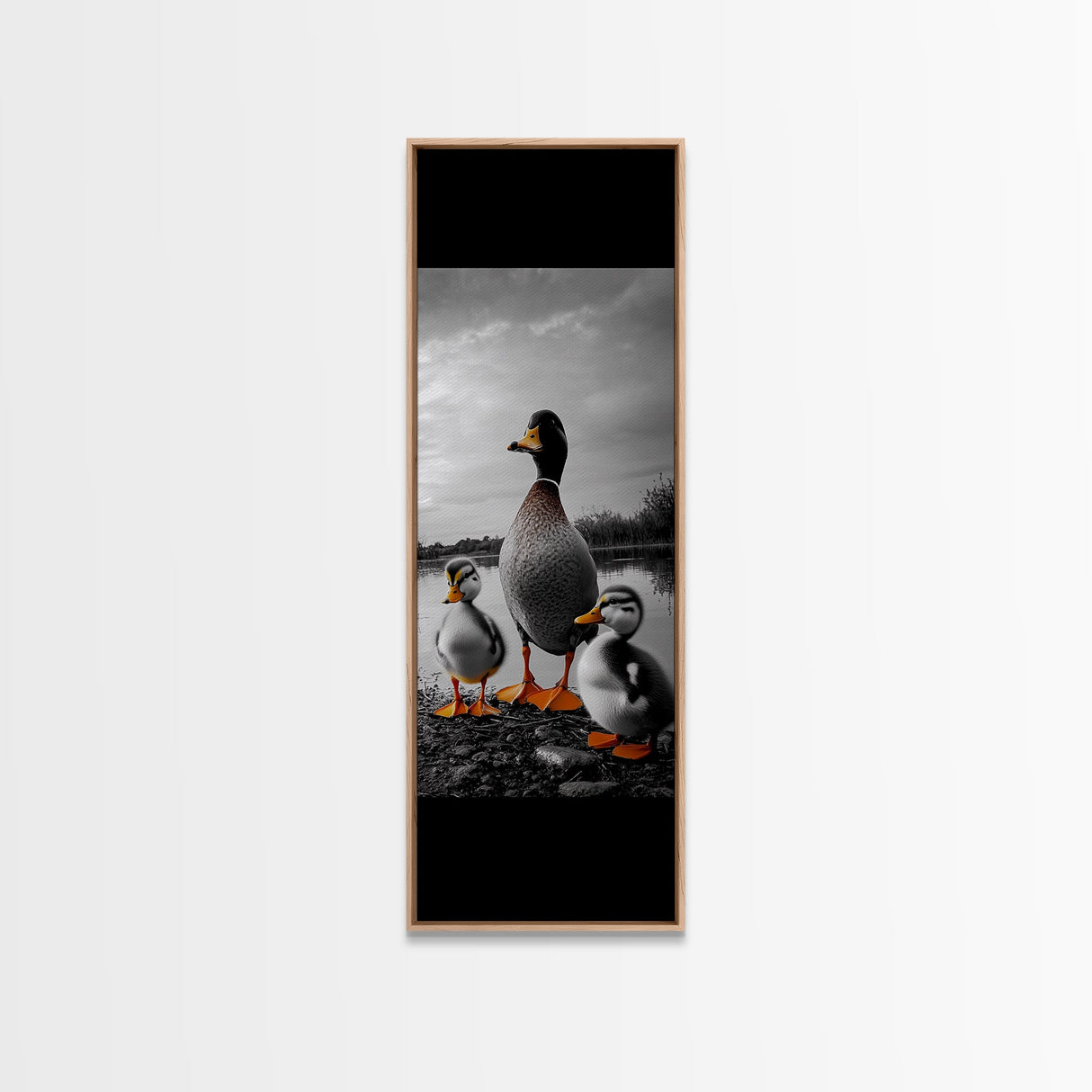 Duck Family, Lake Wildlife, Whimsical Birds, Baby Ducks, Canvas Print, Farmhouse Wall Art, Nursery Animal Decor, Playroom Country Vibes