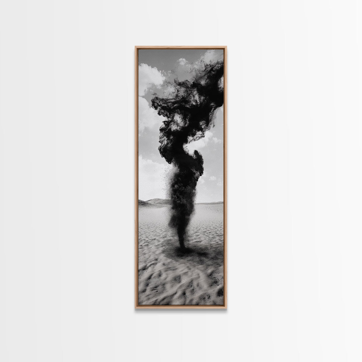 Smoke Storm, Desert Vortex, Abstract Motion, Surreal Art, Framed Canvas Print, Black and White Wall Art, Modern Office Decor, Dark Aesthetic