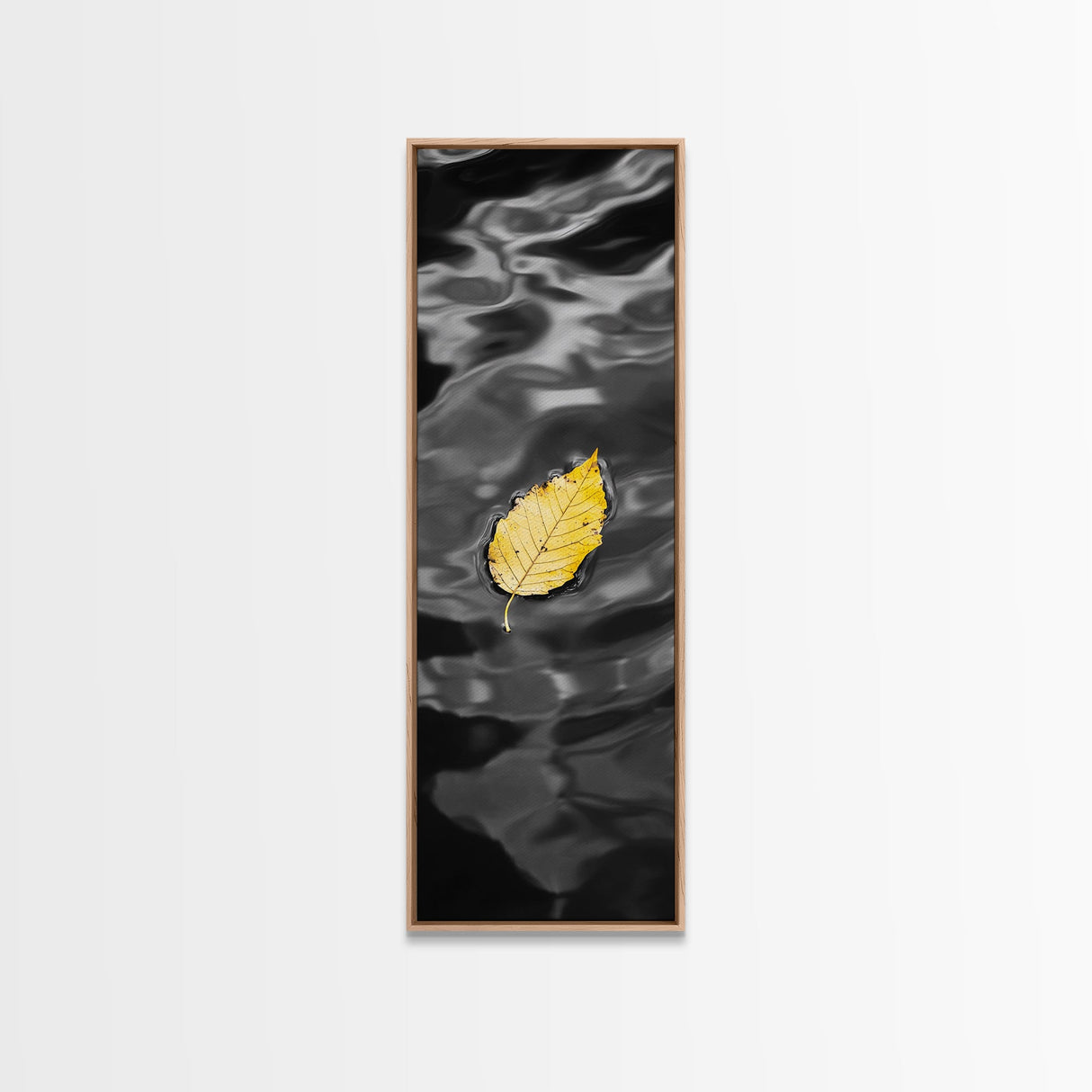 Yellow Leaf, Floating Leaf, Autumn Water Art, Nature Minimalism, Canvas Print, Zen Decor, Bathroom Wall Art, Fall Inspired Artwork