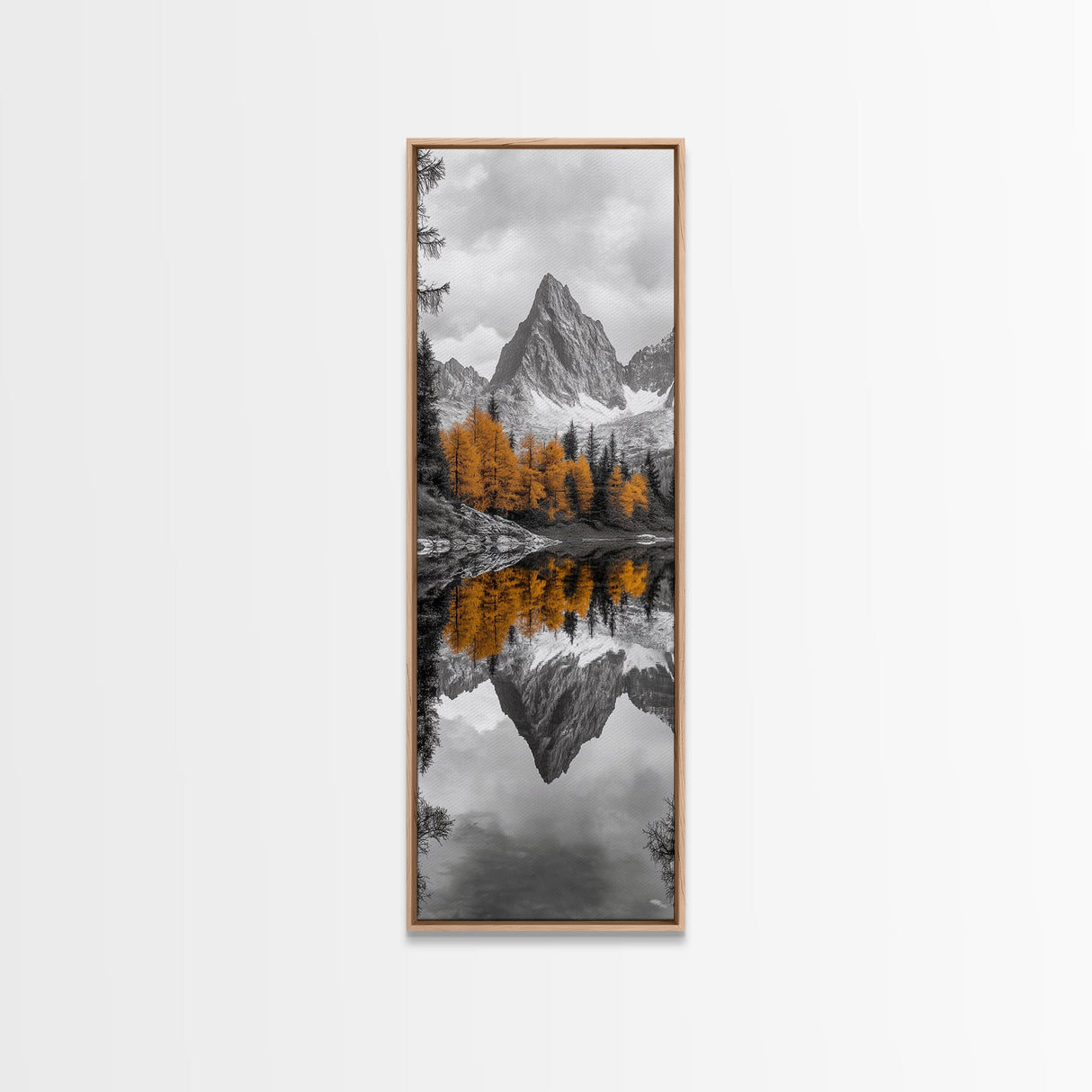 Peak Reflection, Autumn Forest, Serene Landscape, Framed Canvas Print, Tranquil Nature Art, Entryway Wall Art, Fall Mountain Wall Decor