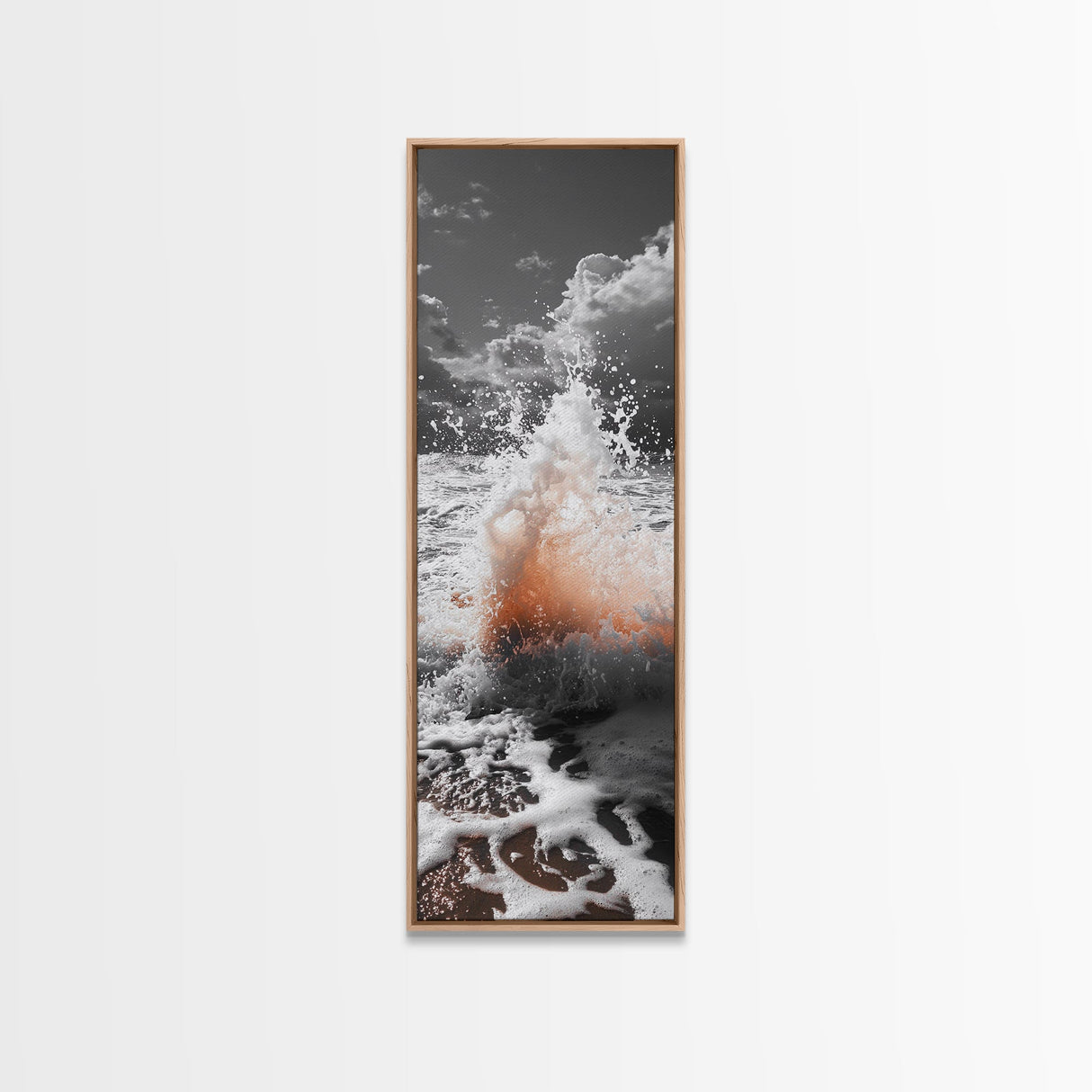 Splash Art, Sea Foam, Sunset Water, Ocean Spray, Canvas Print, Bathroom Wall Art, Beach Aesthetic, Abstract Coastal Photography