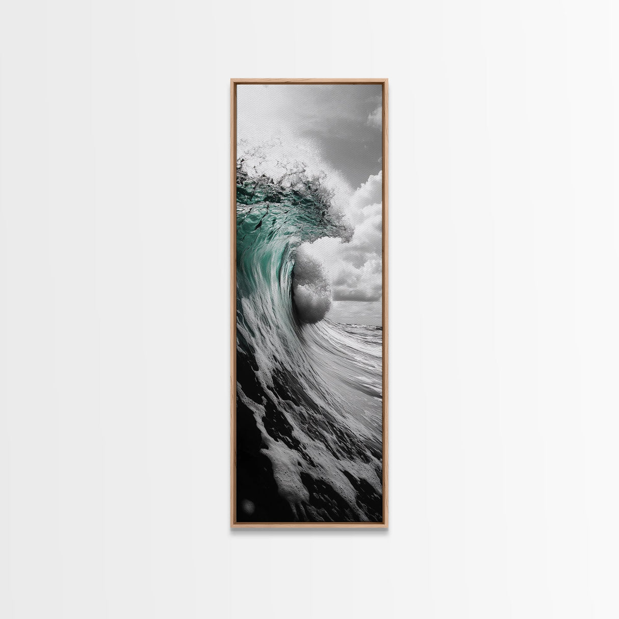 Teal Wave, Ocean Power, Surf Break, Coastal Energy, Canvas Print, Bathroom Wall Art, Modern Ocean Photography, Minimalist Sea Decor