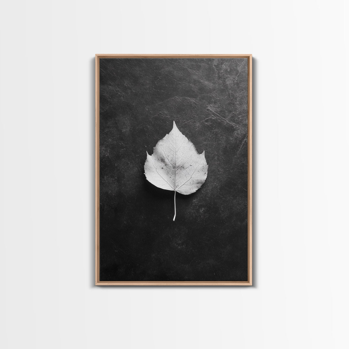 Monochrome Leaf, Nature Minimal, Still Life, Moody Art, Framed Canvas Print, Fall Wall Art, Kitchen Decor, Neutral Modern Aesthetic