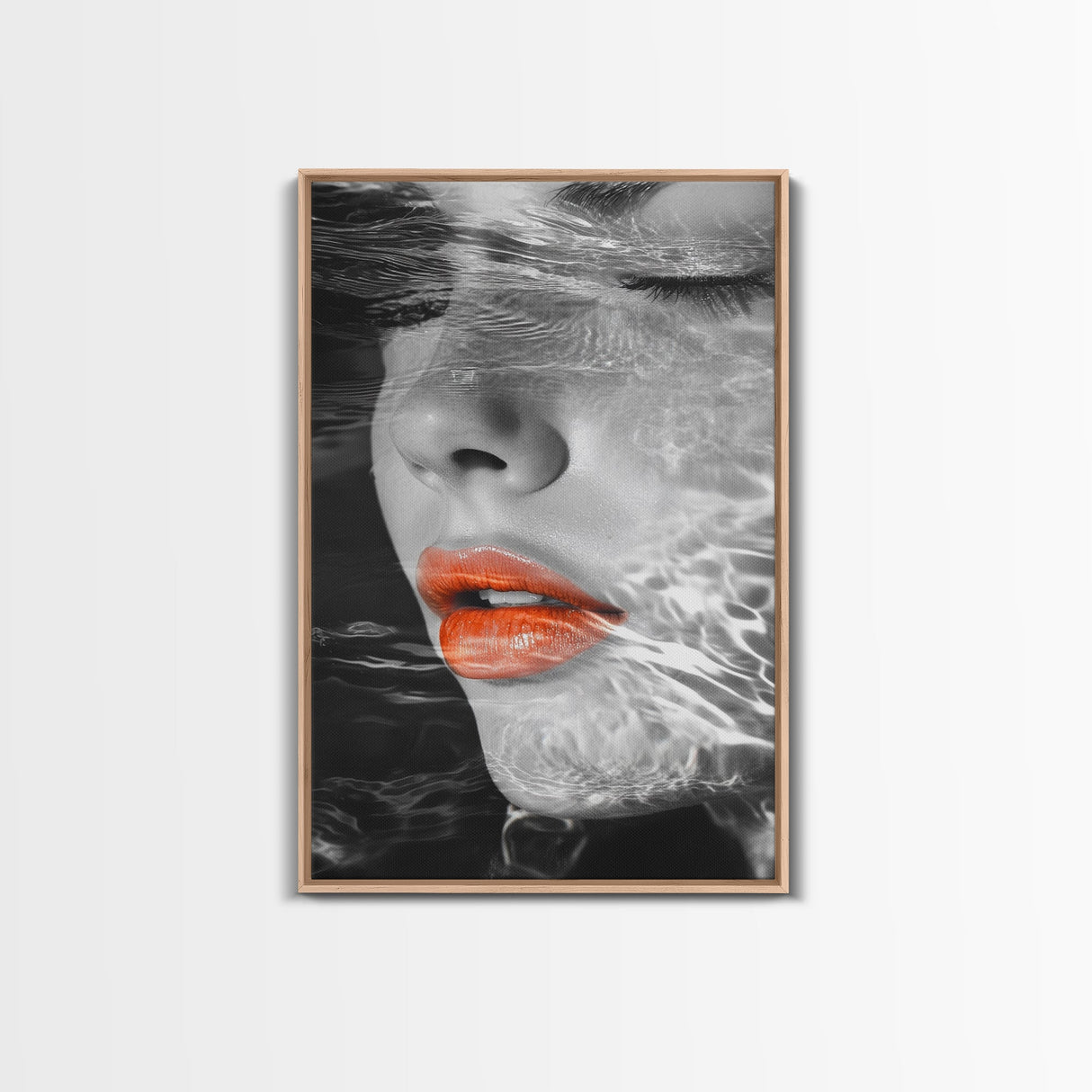 Water Reflection, Female Portrait, Surreal Woman, Canvas Print, Modern Glam Art, Moody Bathroom Decor, Feminine Art, Dreamy Aesthetic