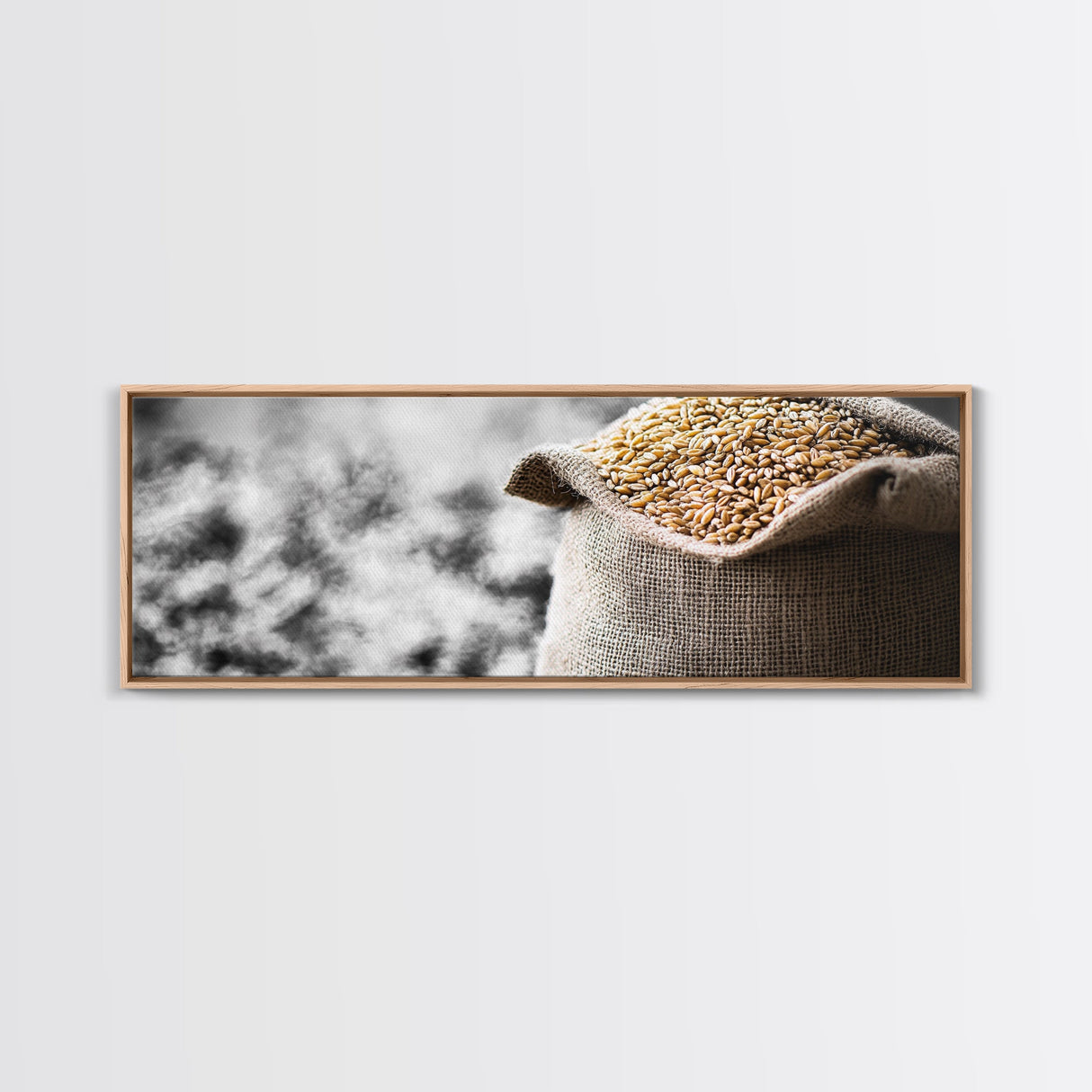 Sack of Grain, Rustic Harvest Scene, Farmhouse Kitchen Art, Framed Canvas Print, Country Style, Kitchen Wall Art, Rustic Decor