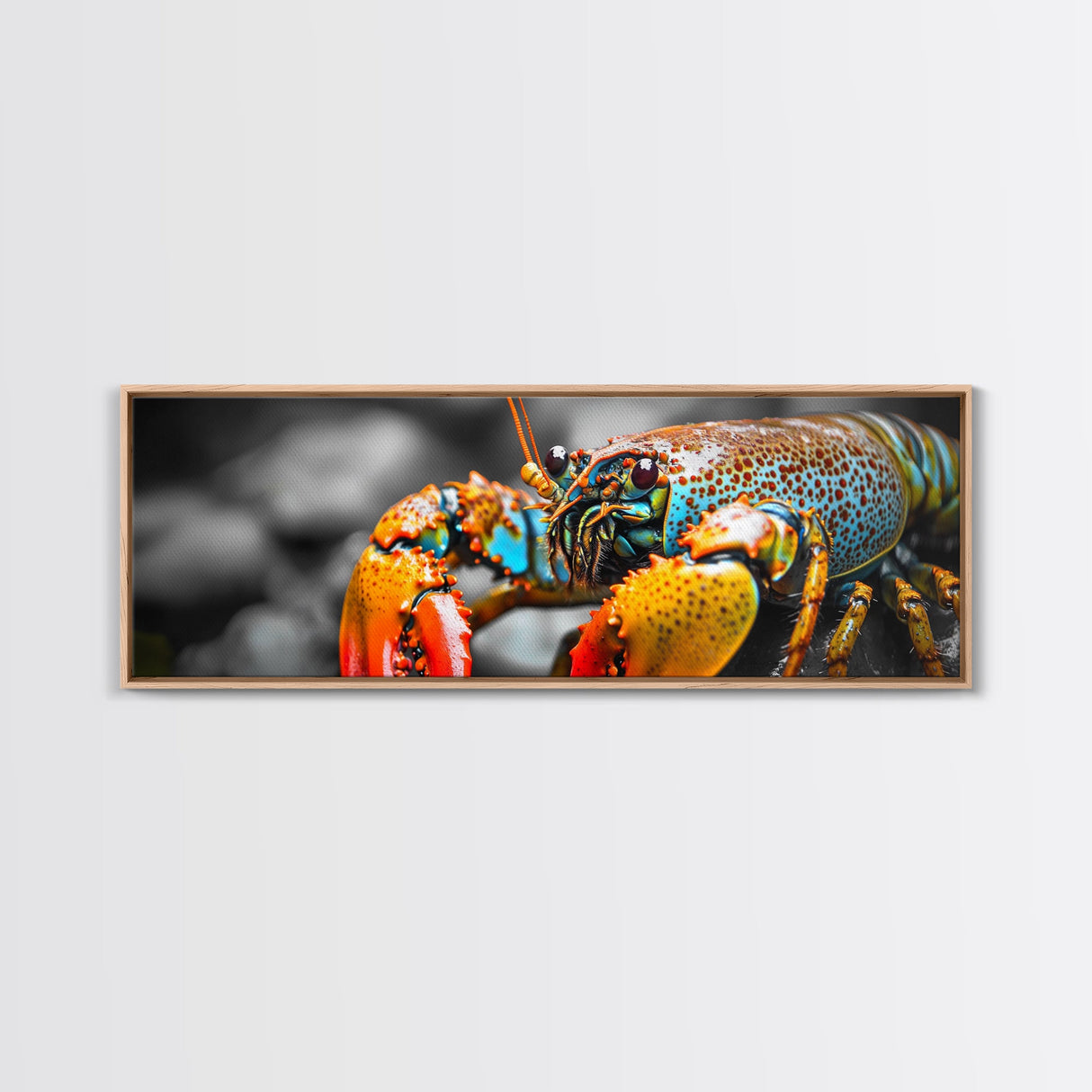 Closeup Lobster Claws, Colorful Sea Creature Art, Bold Detail Nature Print, Framed Canvas Print, Kitchen Wall Art, Tropical Coastal Decor