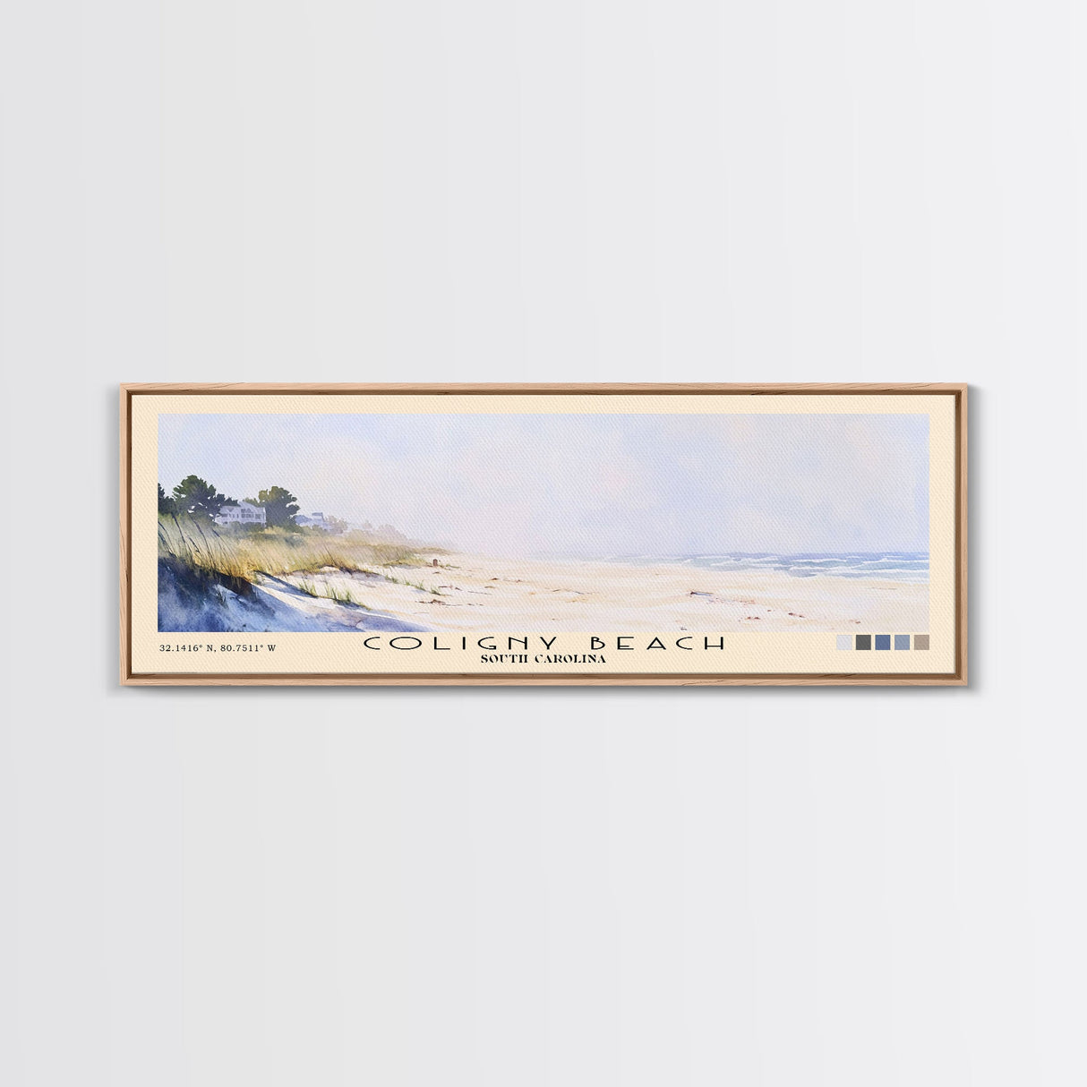 Coligny Beach, South Carolina Watercolor Print, Vacation Gift, South Carolina Wall Art, Beach Painting, Beach Decor, Large Wall Art, Wood Frame Art
