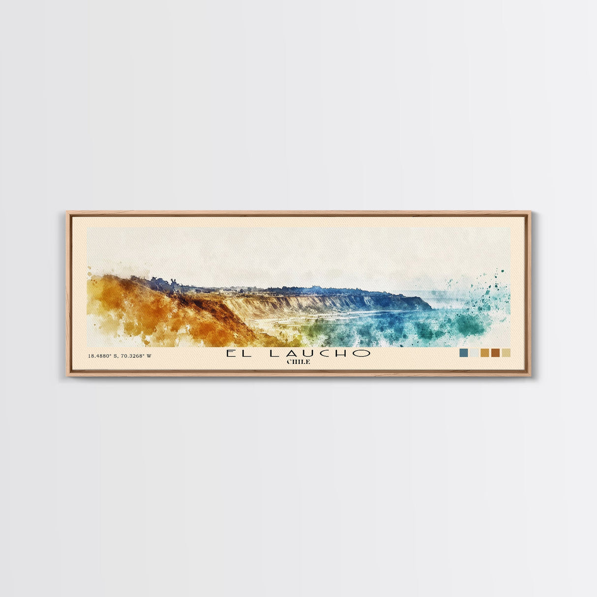 El Laucho, Chile Watercolor Print, Vacation Gift, Chile Wall Art, Beach Painting, Beach Decor, Large Wall Art, Wood Frame Art