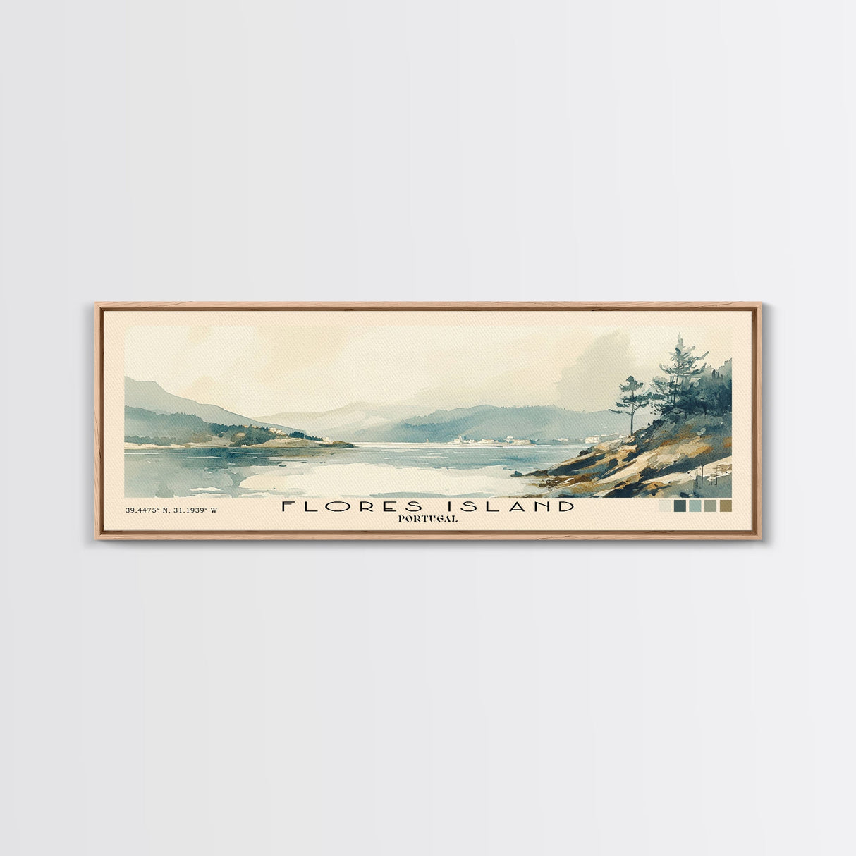 Flores Island, Portugal Watercolor Beach Print, Vacation Gift, Portugal Wall Art, Framed Canvas Print, Framed Beach Painting