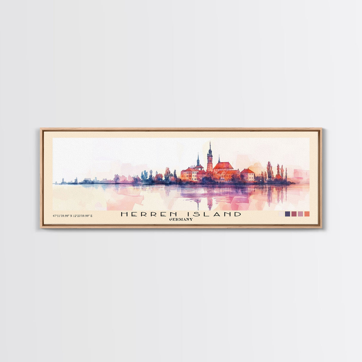 Herren Island, Germany Watercolor Print, Vacation Gift, Germany Wall Art, Beach Painting, Beach Decor, Large Wall Art, Wood Frame Art