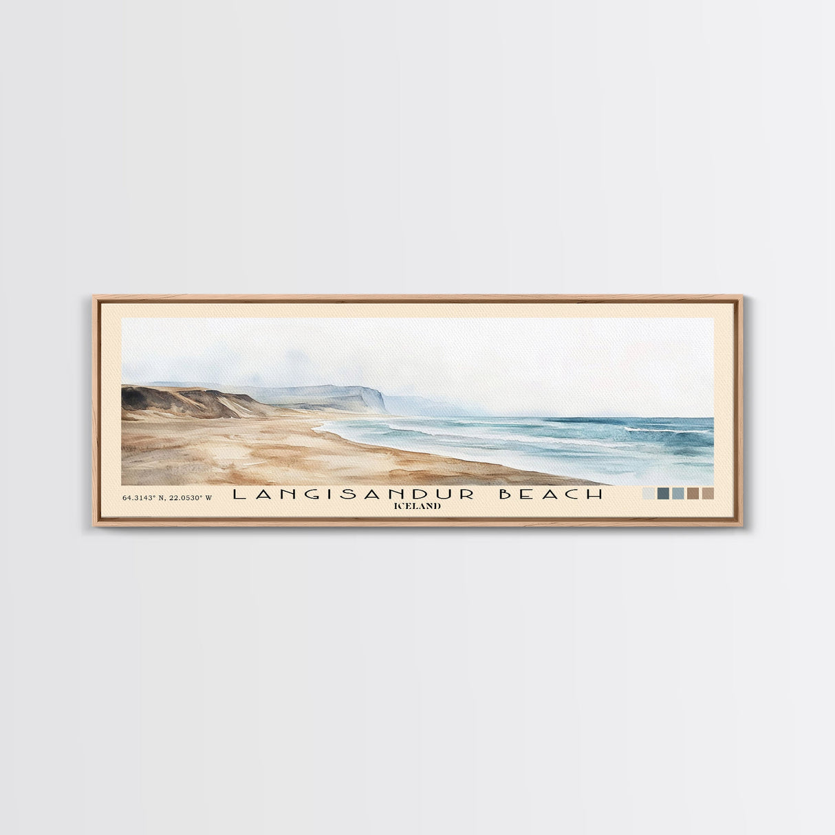 Langisandur Beach, Iceland Watercolor Print, Vacation Gift, Iceland Wall Art, Beach Painting, Beach Decor, Large Wall Art, Wood Frame Art